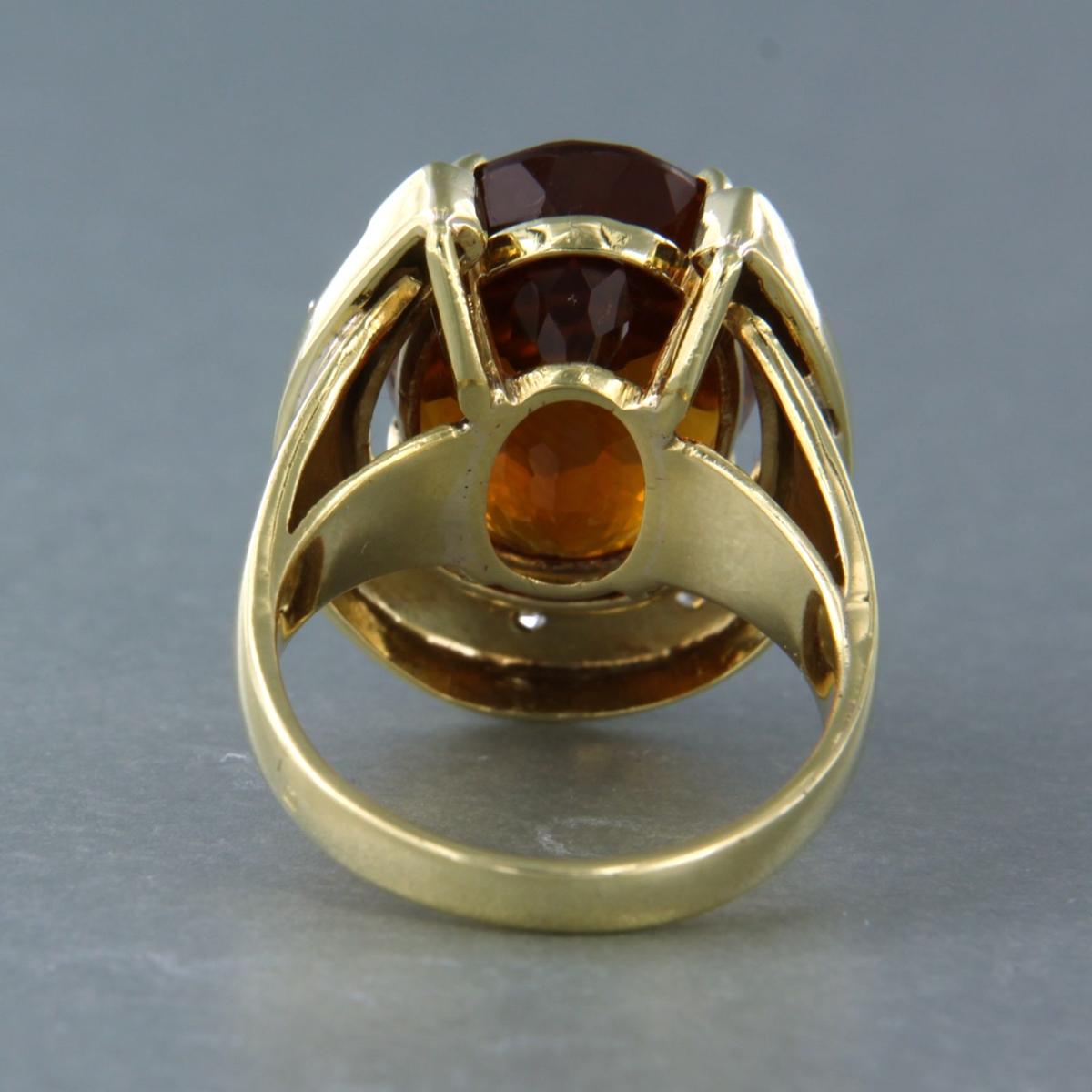 Ring with citrine and diamonds 18k yellow gold In Good Condition For Sale In The Hague, ZH