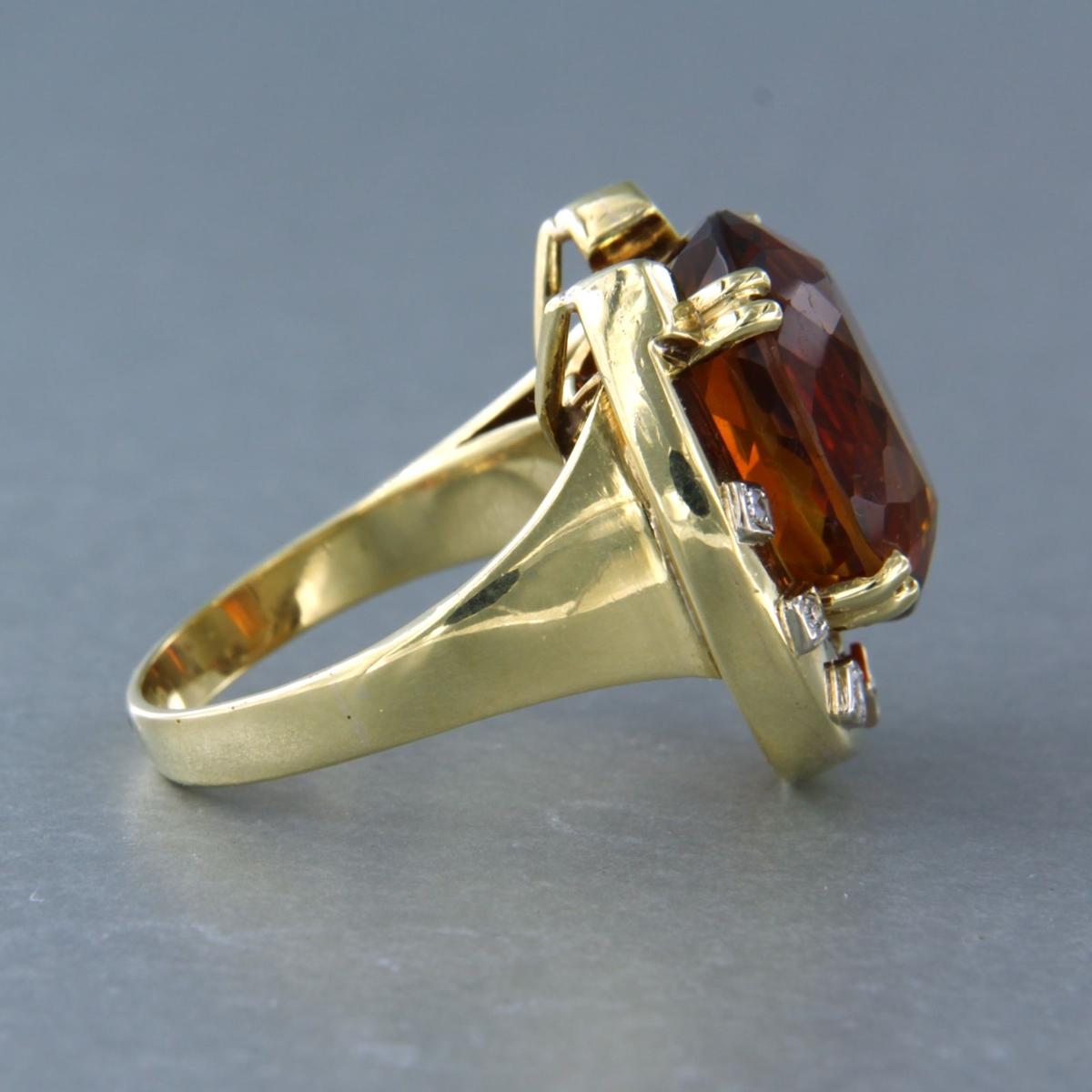 Women's Ring with citrine and diamonds 18k yellow gold For Sale