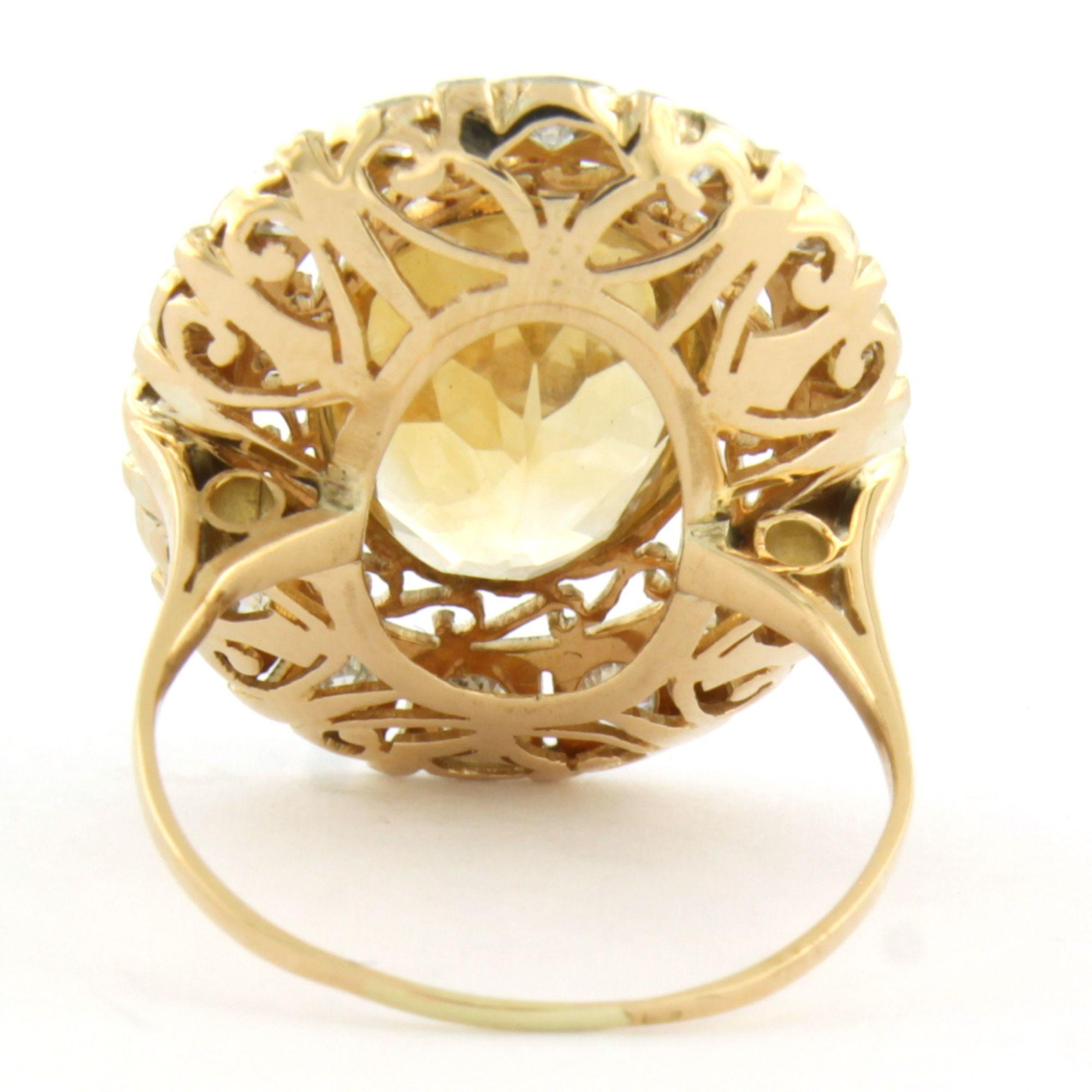 Taille vieille mine Bague avec citrine et diamant taille ancienne jusqu'à 0,50ct Or 18k et platine en vente