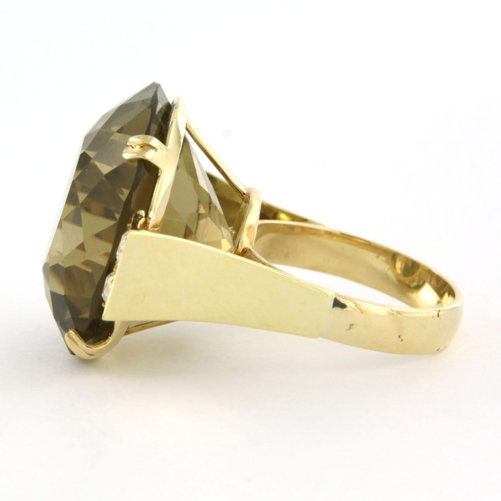 Ring with citrine and old mine cut diamonds up to 0.50ct 15.1 grams 14k gold In Excellent Condition For Sale In The Hague, ZH