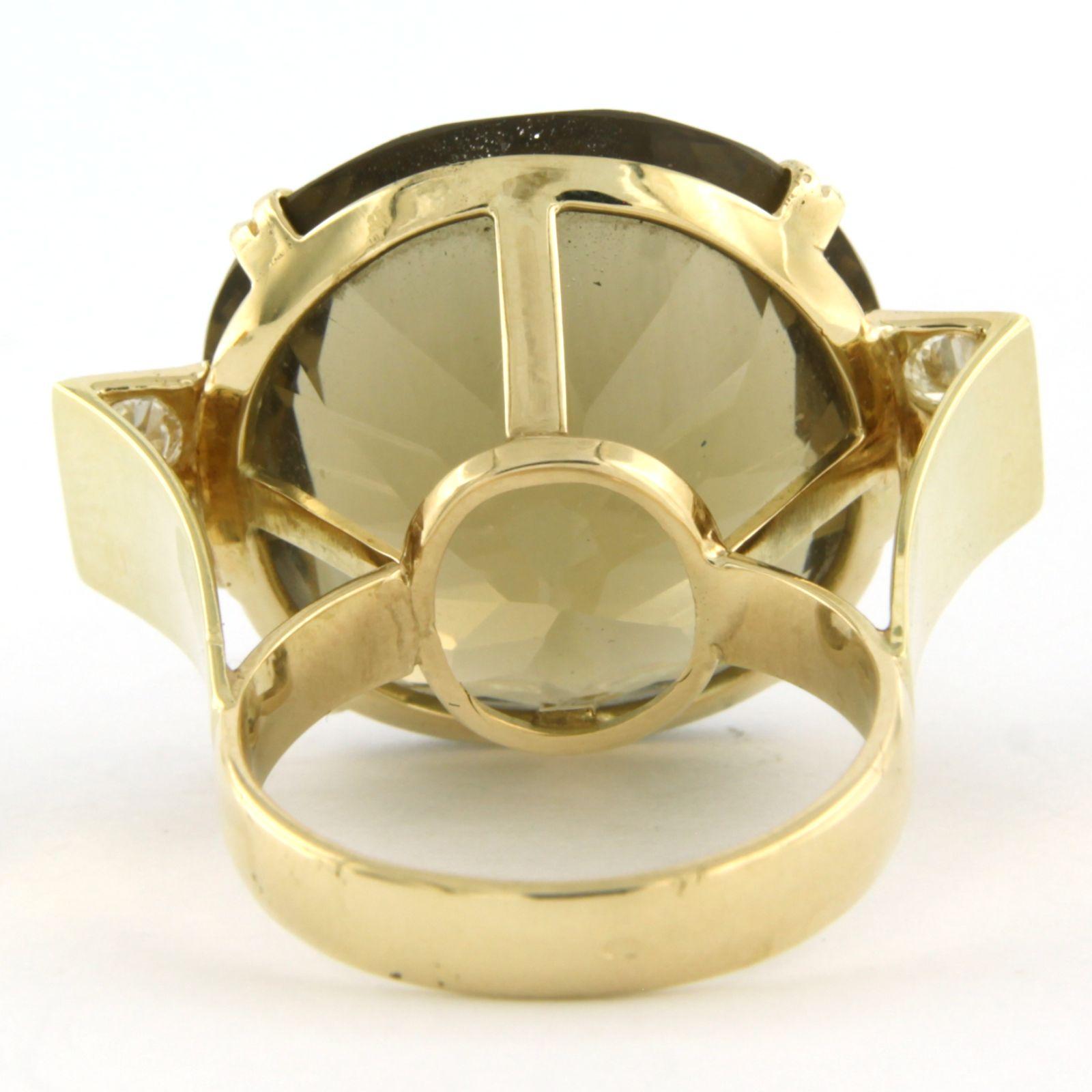 Women's Ring with citrine and old mine cut diamonds up to 0.50ct 15.1 grams 14k gold For Sale