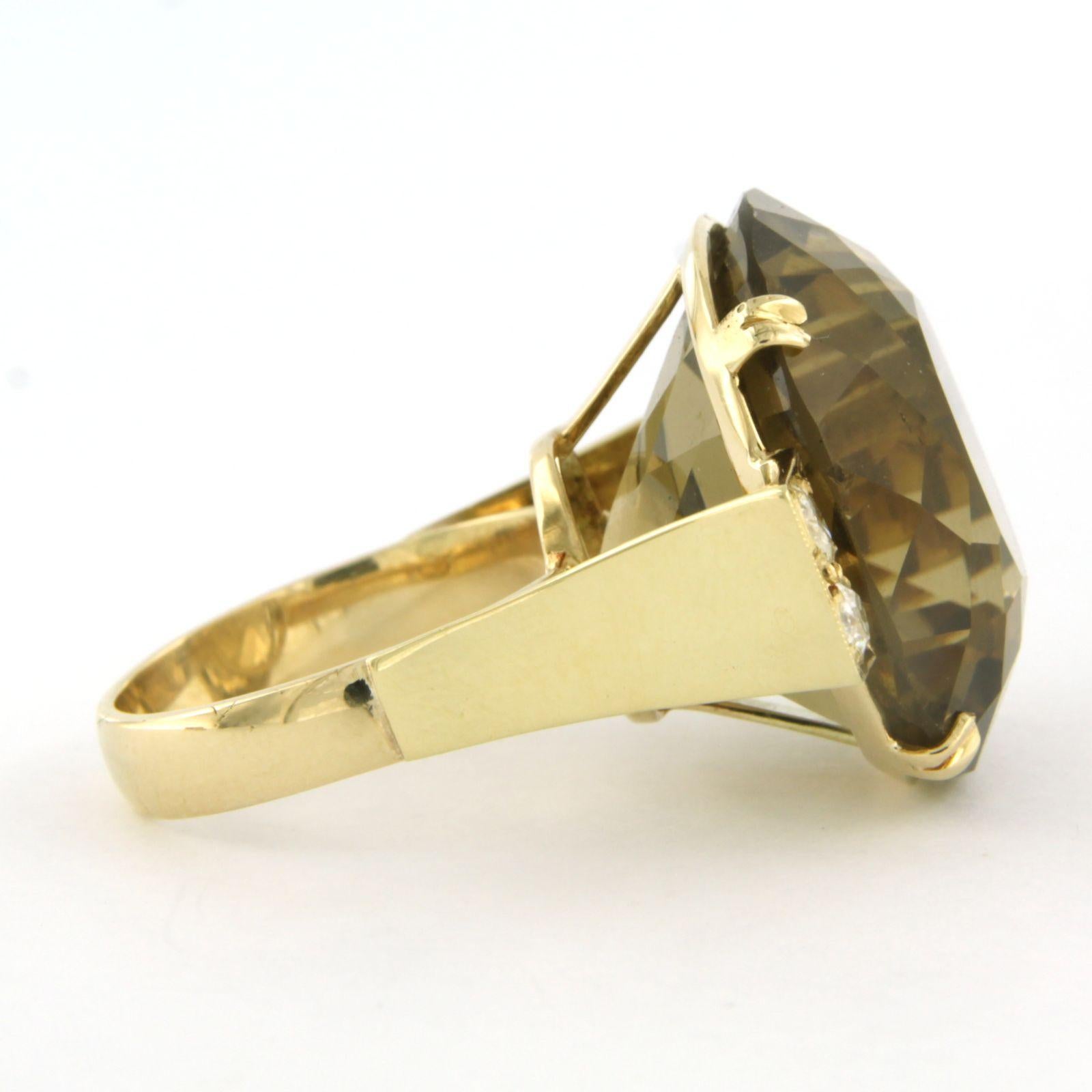 Ring with citrine and old mine cut diamonds up to 0.50ct 15.1 grams 14k gold For Sale 1