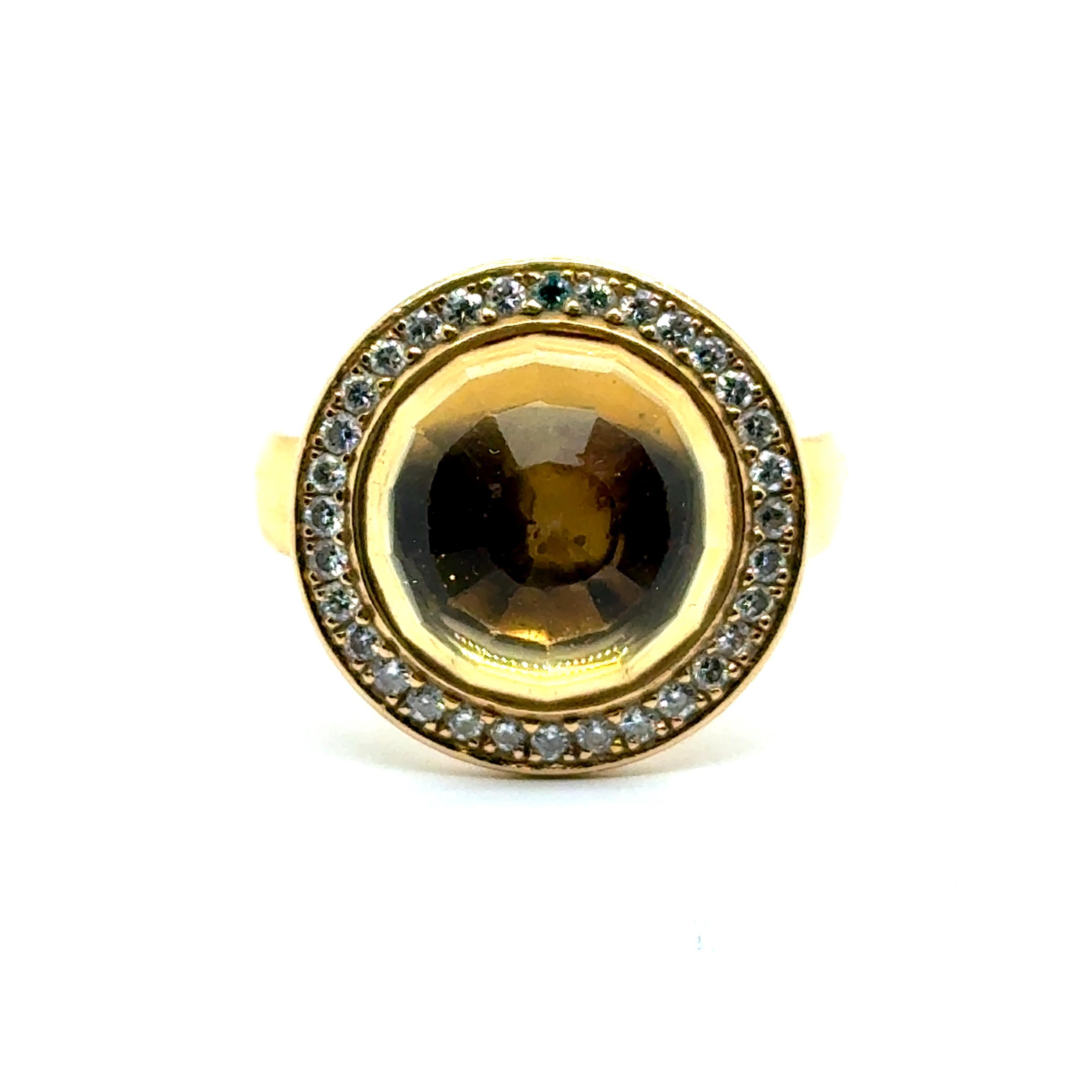 Ring with Citrine & Diamonds in 18 Karat Yellow Gold by Gübelin For Sale 5
