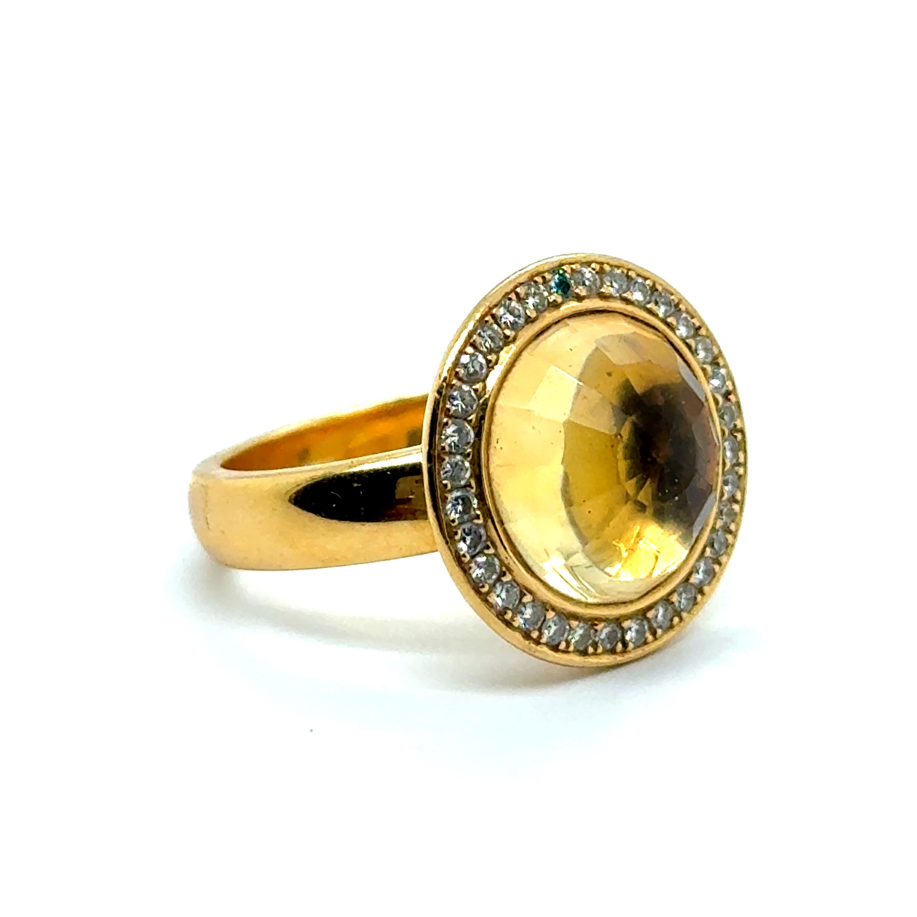 Ring with Citrine & Diamonds in 18 Karat Yellow Gold by Gübelin For Sale 8