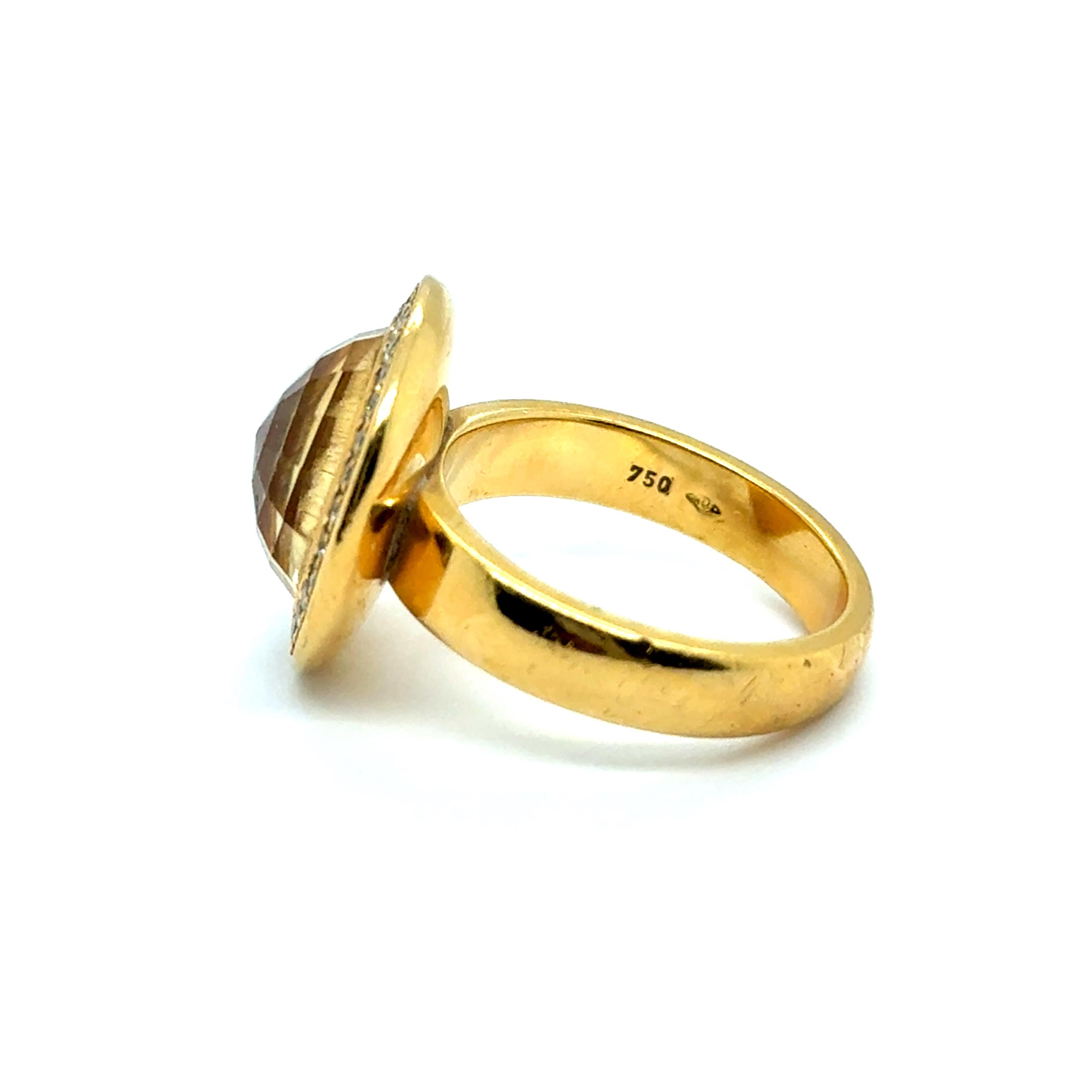 Ring with Citrine & Diamonds in 18 Karat Yellow Gold by Gübelin For Sale 9