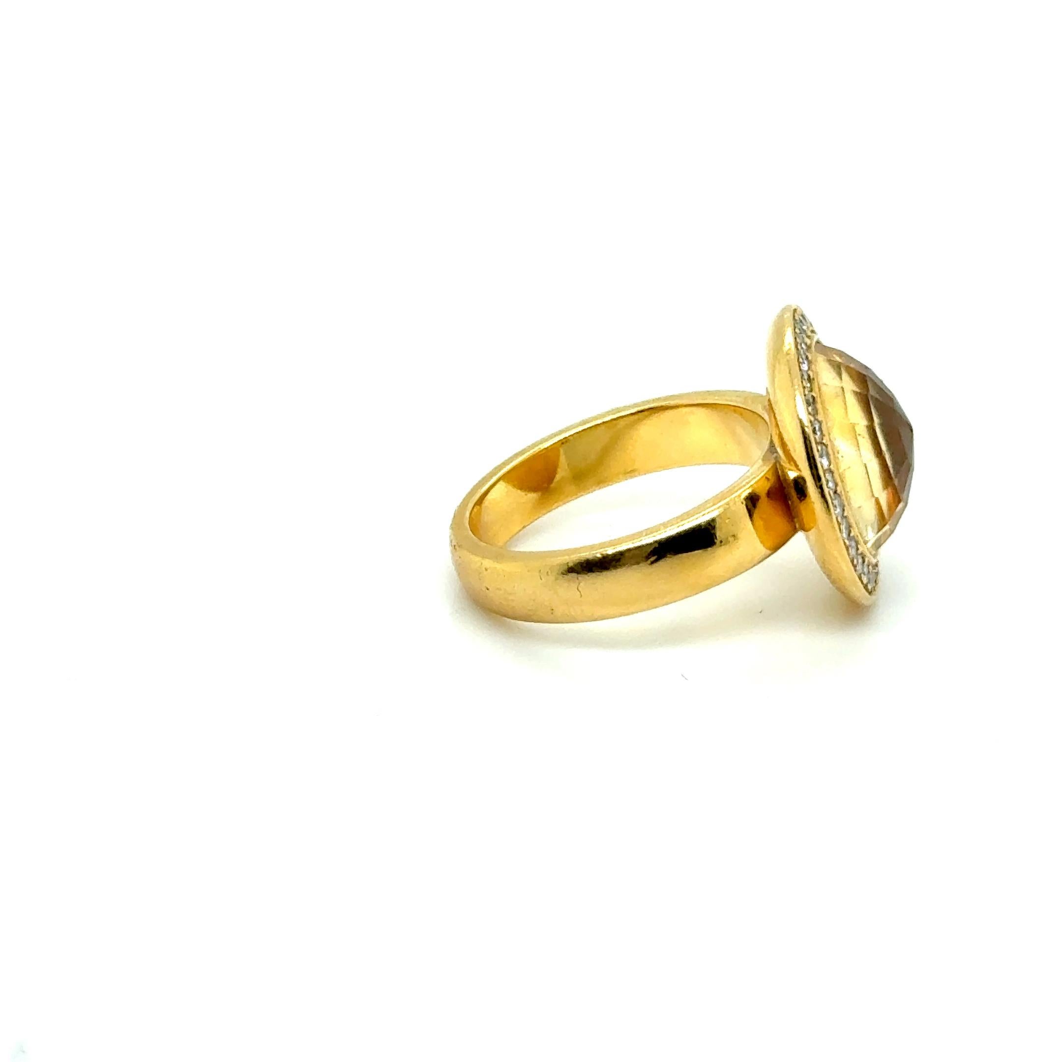 Ring with Citrine & Diamonds in 18 Karat Yellow Gold by Gübelin For Sale 10