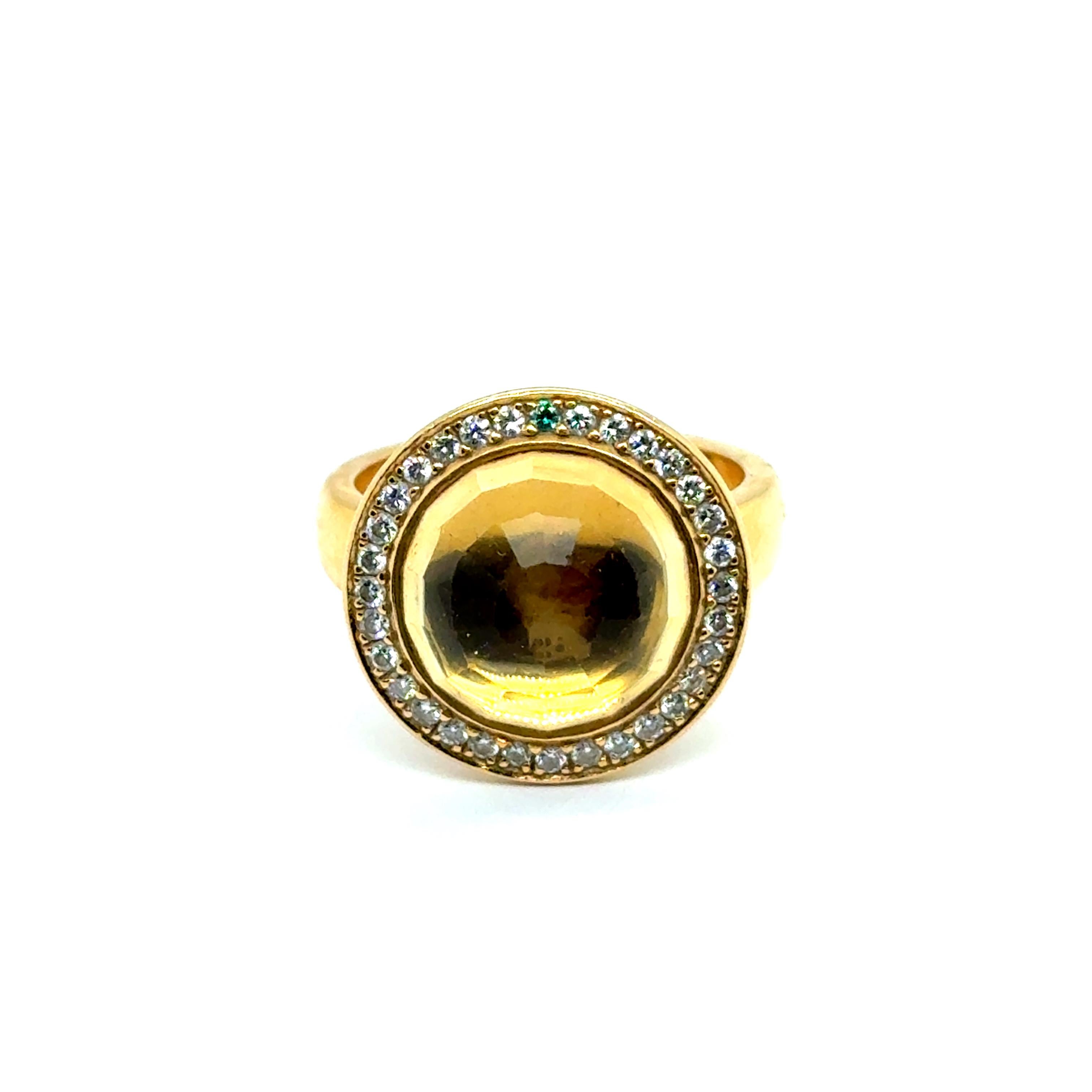 Ring with Citrine & Diamonds in 18 Karat Yellow Gold by Gübelin For Sale 1