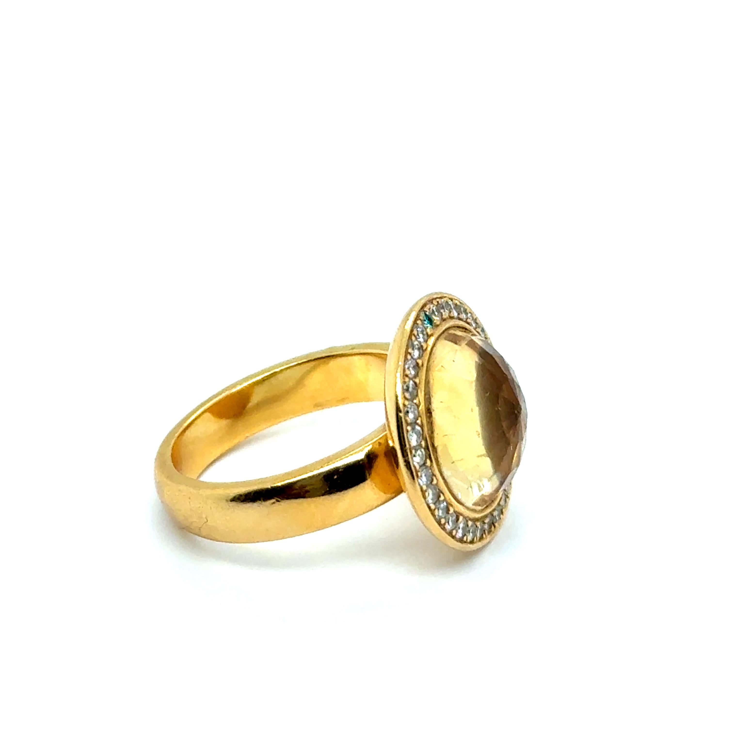 Ring with Citrine & Diamonds in 18 Karat Yellow Gold by Gübelin For Sale 2
