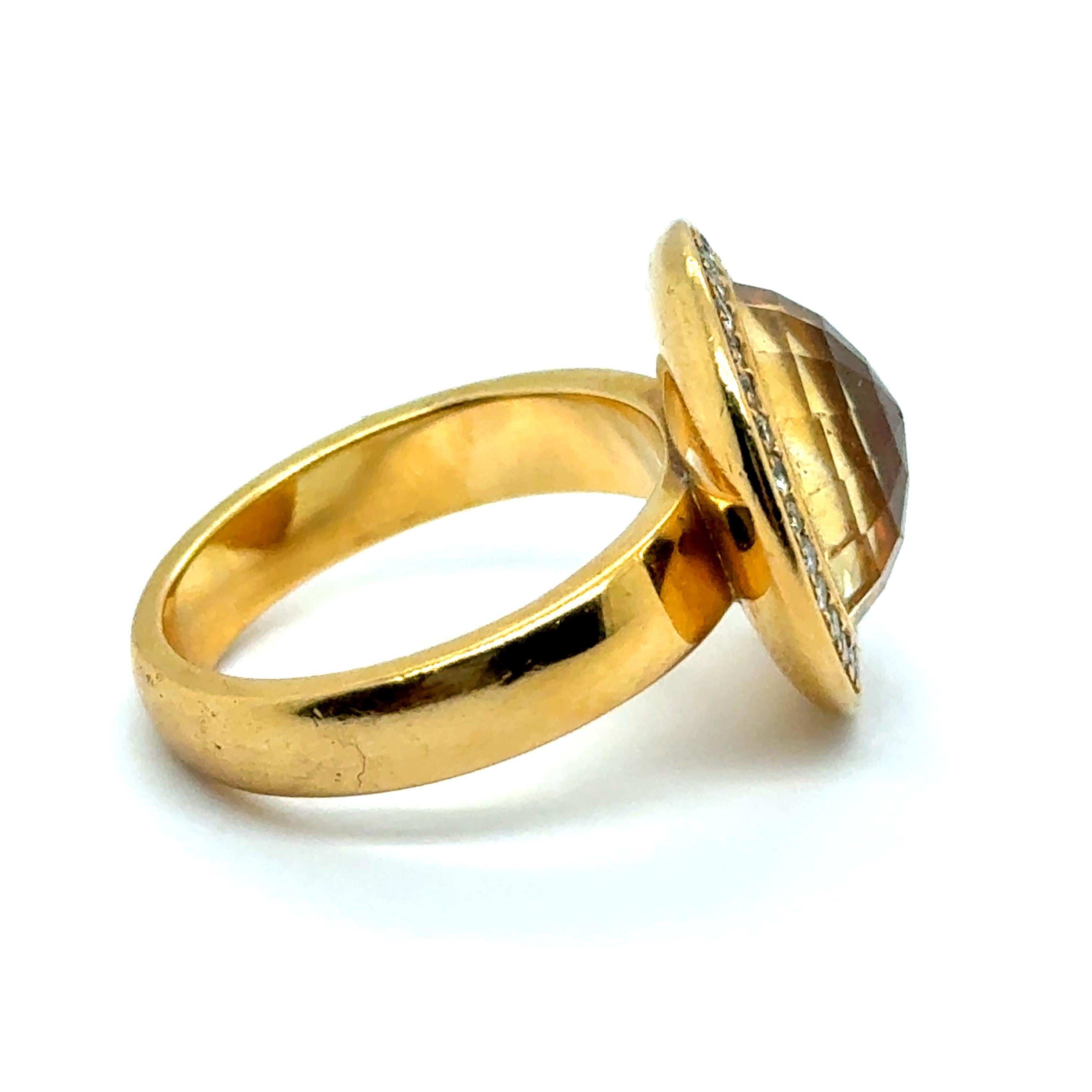 Ring with Citrine & Diamonds in 18 Karat Yellow Gold by Gübelin For Sale 3