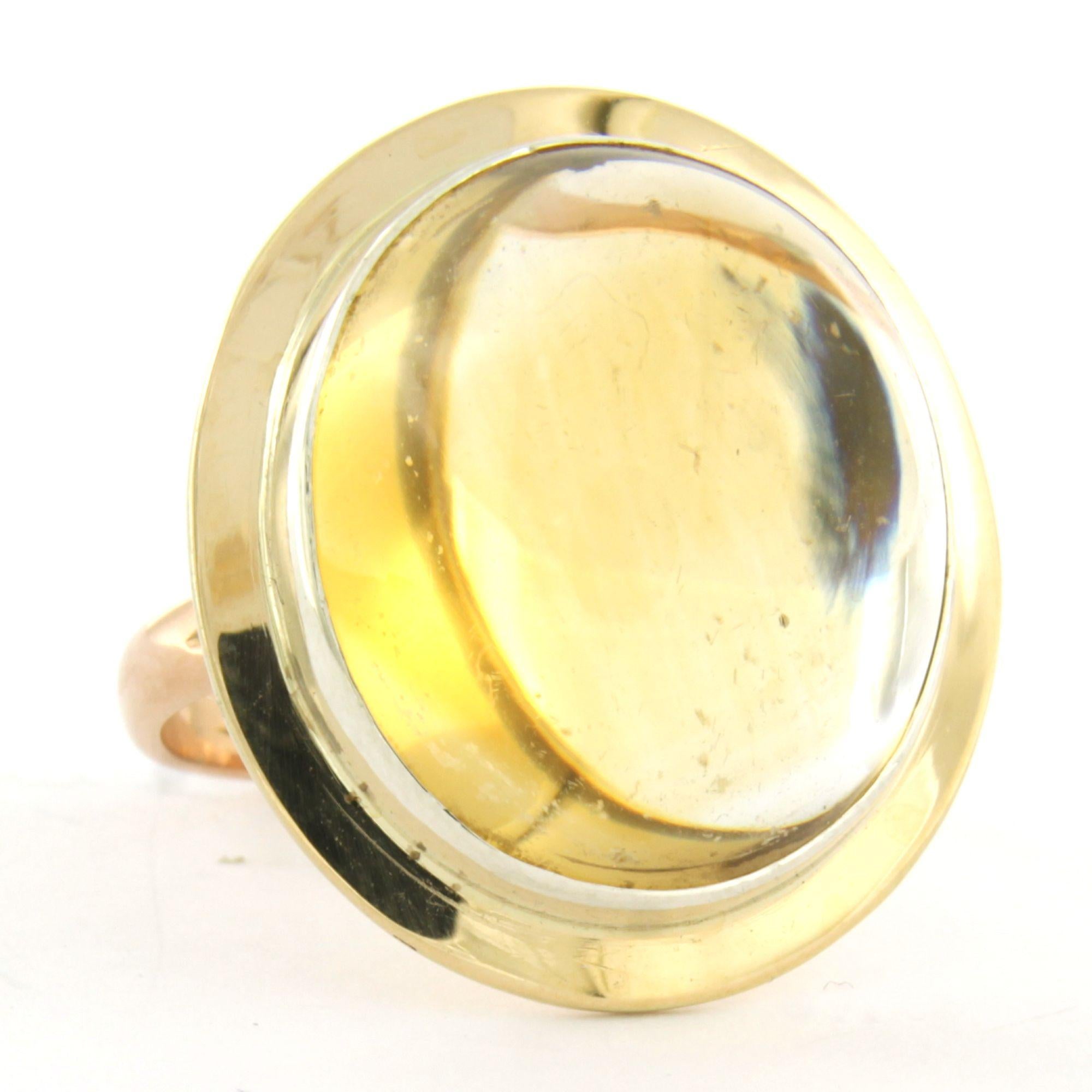 Women's Ring with citrine up to 26.00ct 13.0 grams 14k pink gold and silver For Sale