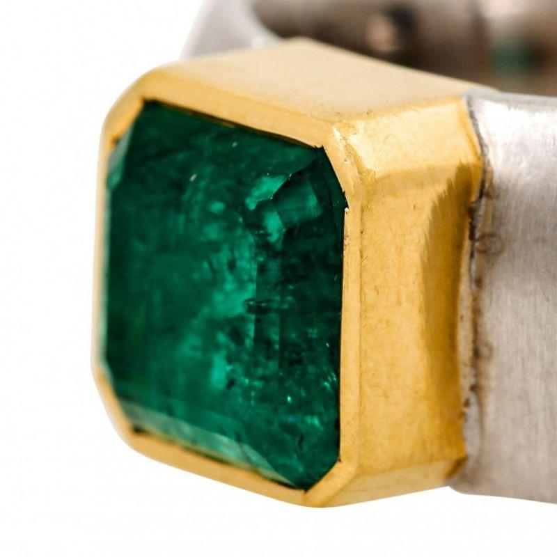 Emerald Cut Ring with Colombian Emerald For Sale