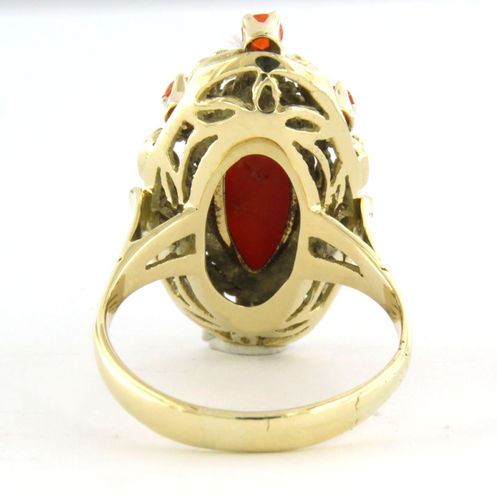 Anillo con coral 14k oro amarillo 5,5 gramos Cabujón en venta
