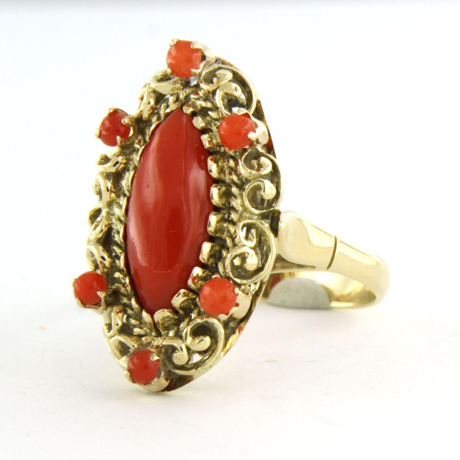 De las mujeres Anillo con coral 14k oro amarillo 5,5 gramos en venta