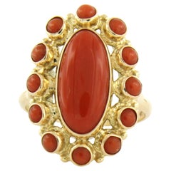 Bague avec corail 14k or jaune 6,3 grammes