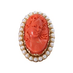 Ring with Coral Cameo 'Lady's Portrait',