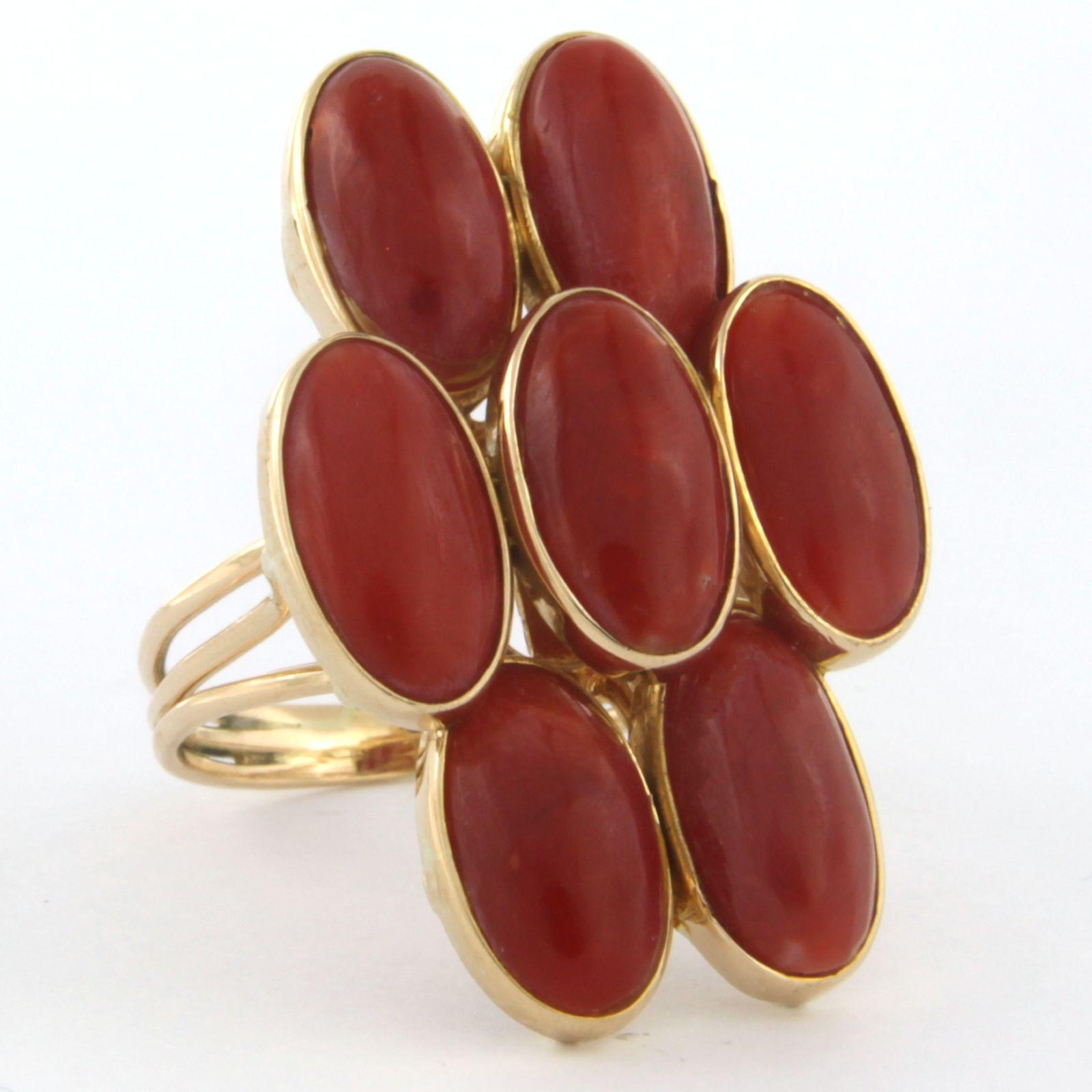 Donna Anello con Corallium Rubrum in oro rosa 14k - 9,5 grammi in vendita