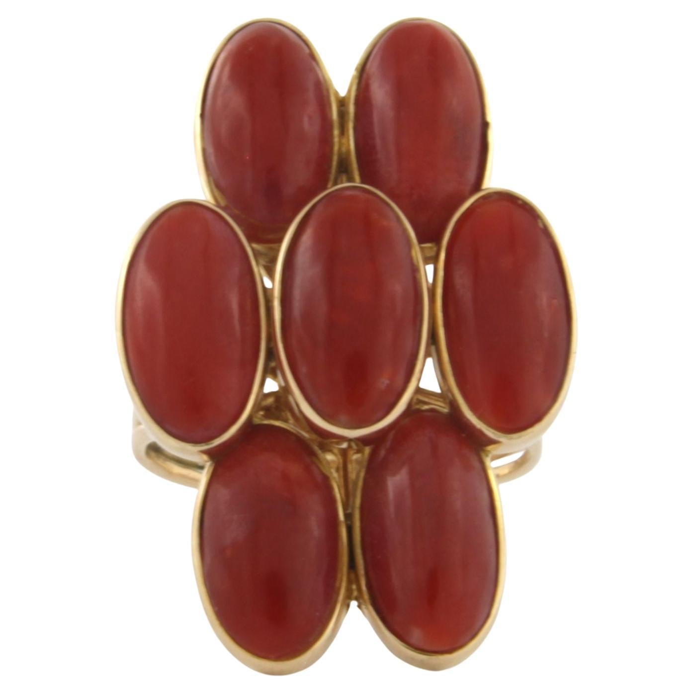 Ring with Corallium Rubrum 14k pink gold - 9.5 grams