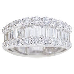 Ring with Ct 1.60 of Baguette and Brilliant Cut Diamonds, Gold 18 Kt