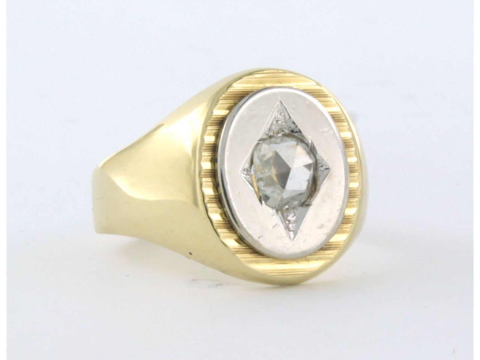 Retro Ring with diamond 14k bicolor gold For Sale