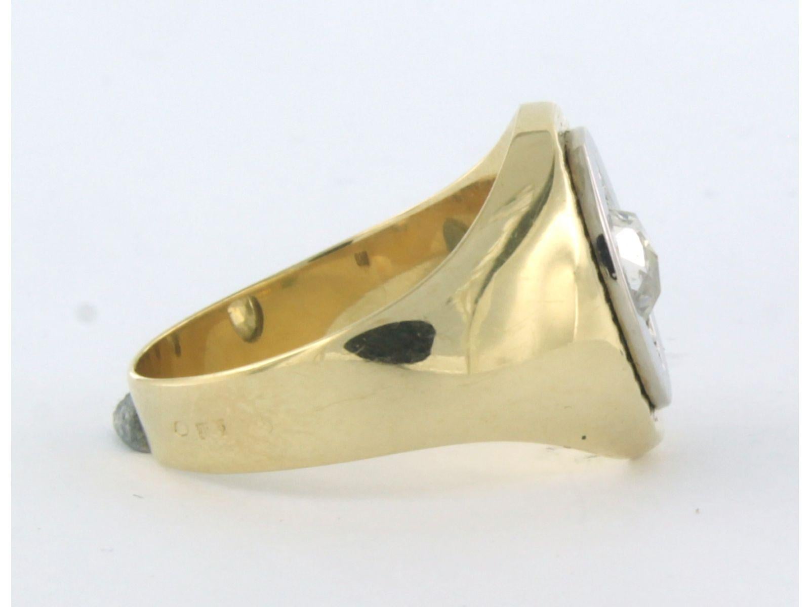 Ring with diamond 14k bicolor gold In Good Condition For Sale In The Hague, ZH