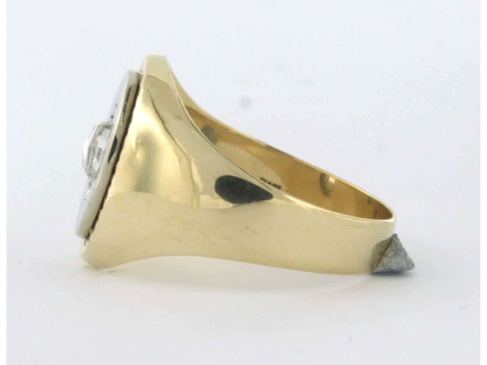 Men's Ring with diamond 14k bicolor gold For Sale