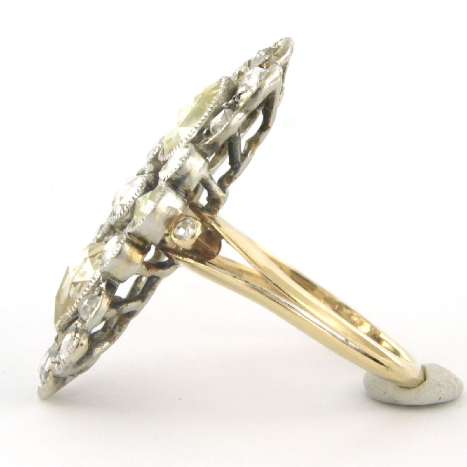 Ring with diamond 14k gold with platinum In Good Condition For Sale In The Hague, ZH