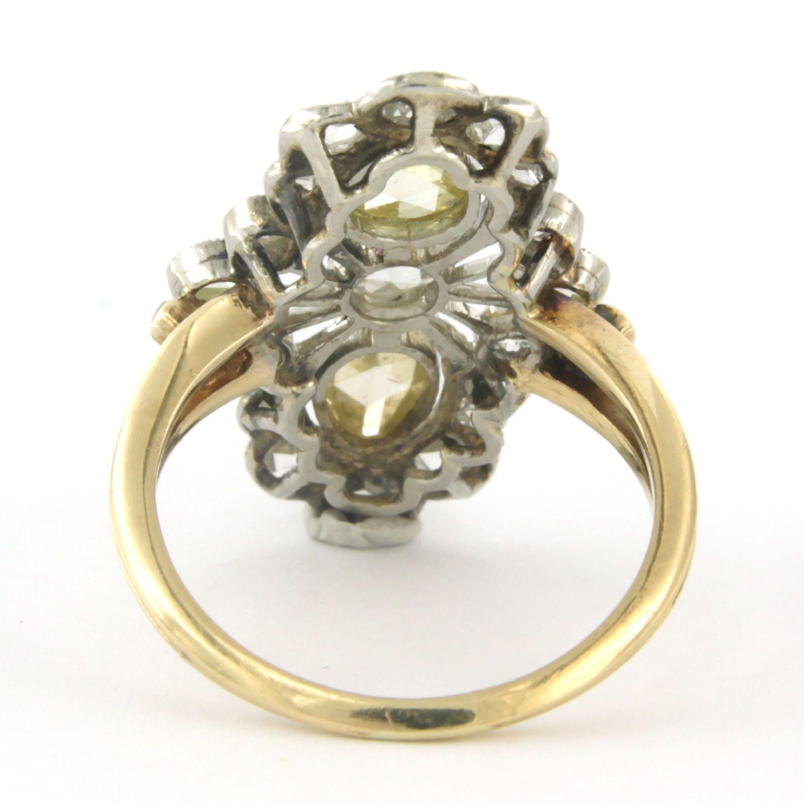 Ring with diamond 14k gold with platinum For Sale 1