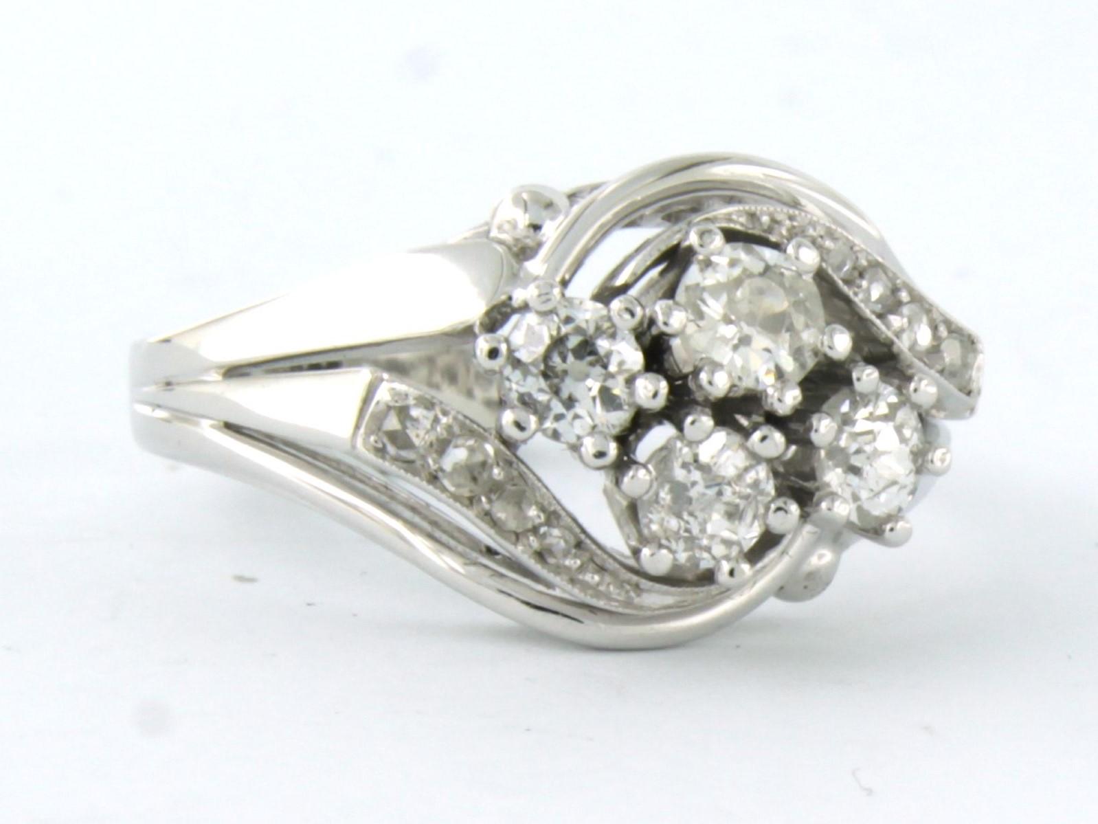 Art Nouveau Ring with diamond 14k white gold For Sale