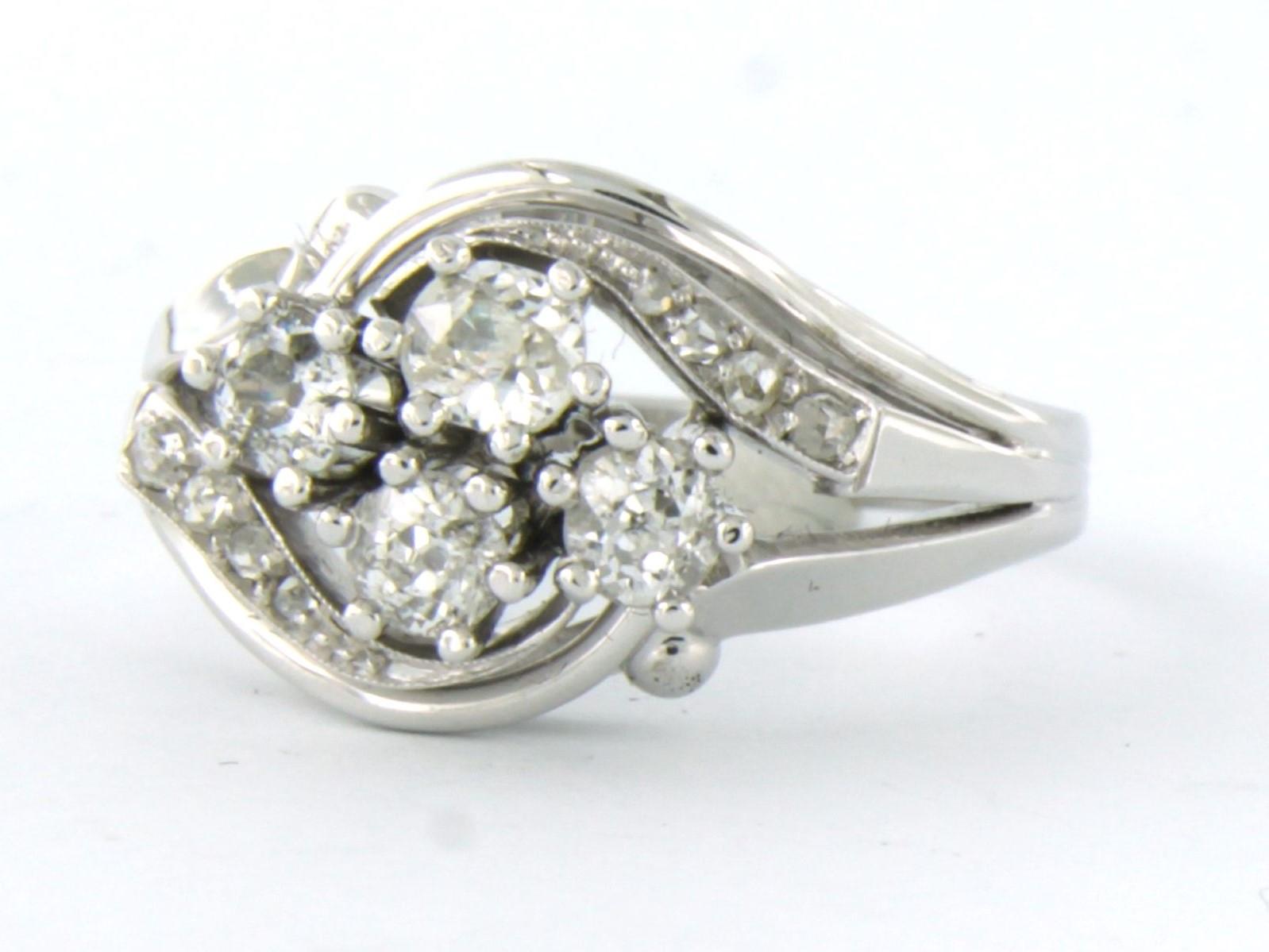 Old Mine Cut Ring with diamond 14k white gold For Sale