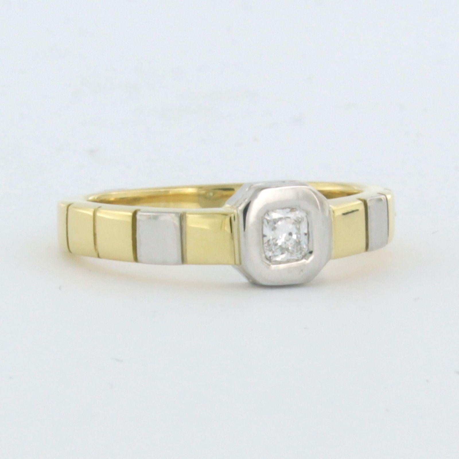Ring mit Diamant 18 Karat Gold mit Platin und Platin (Moderne) im Angebot