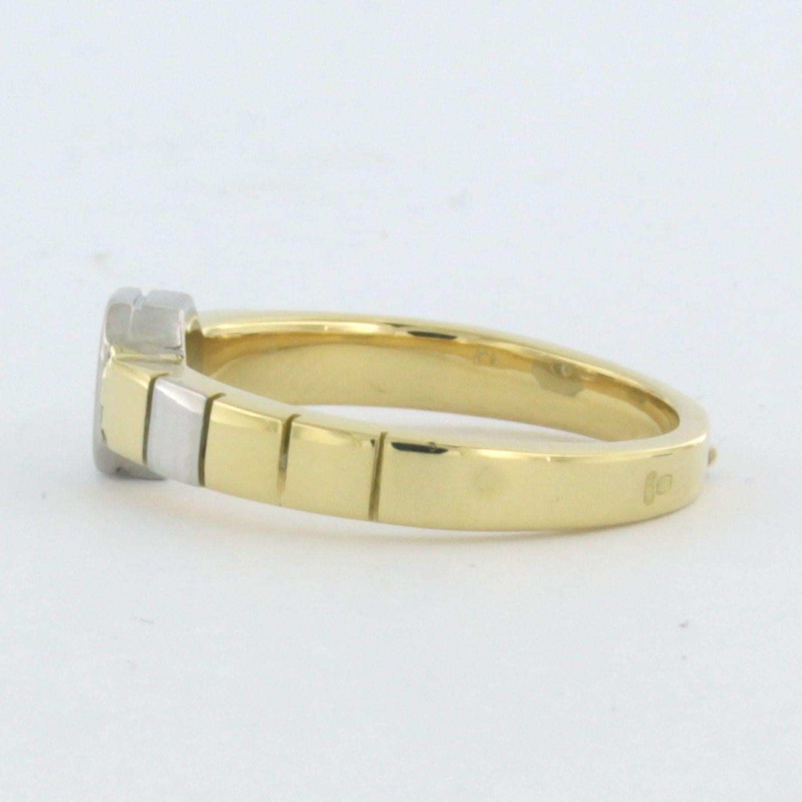 Emerald Cut Ring with Diamond 18k gold with platina For Sale