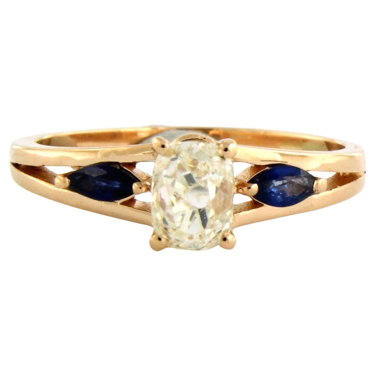 Ring with diamond and sapphire 18k pink gold For Sale