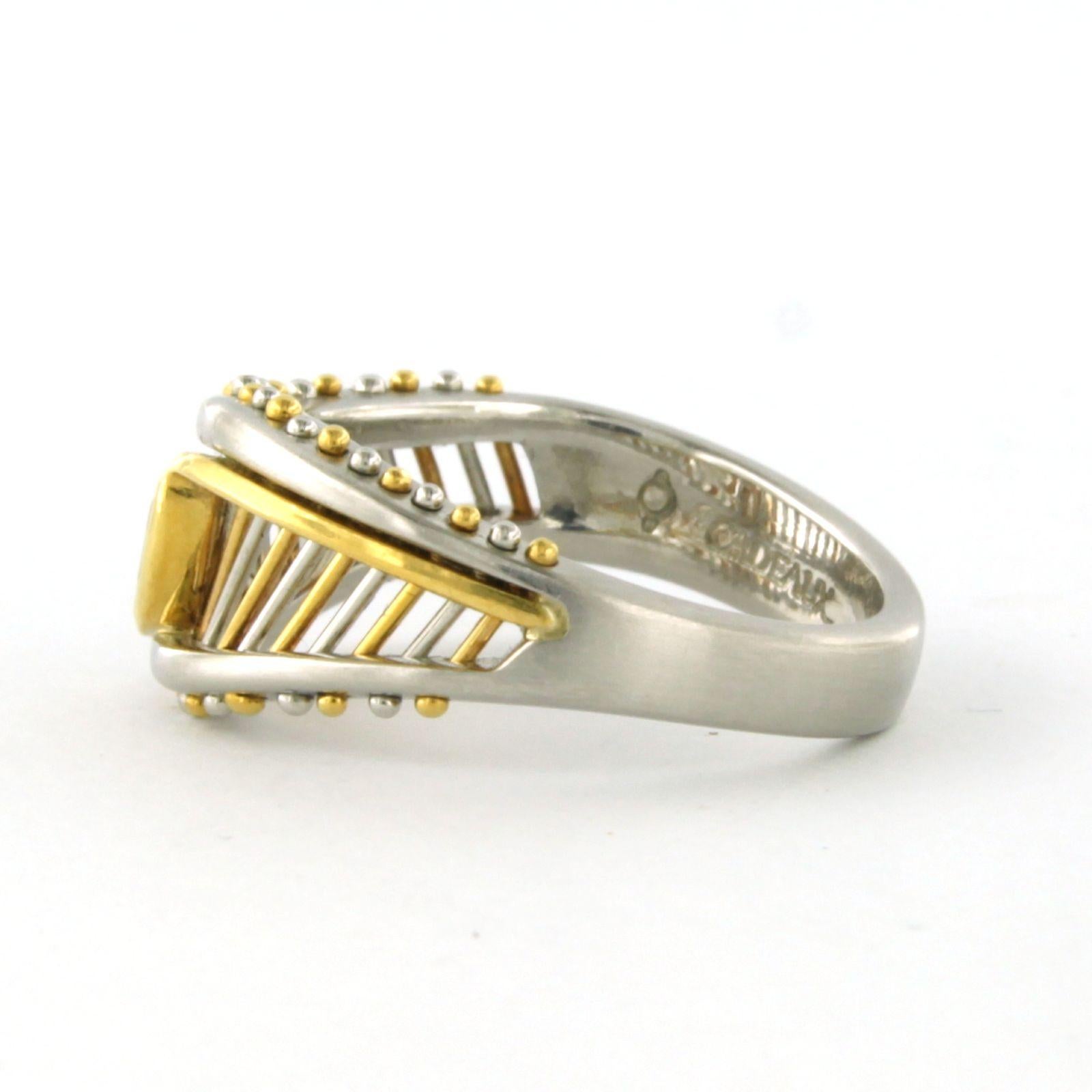 Ring with diamond platinum and 18k yellow gold In New Condition For Sale In The Hague, ZH