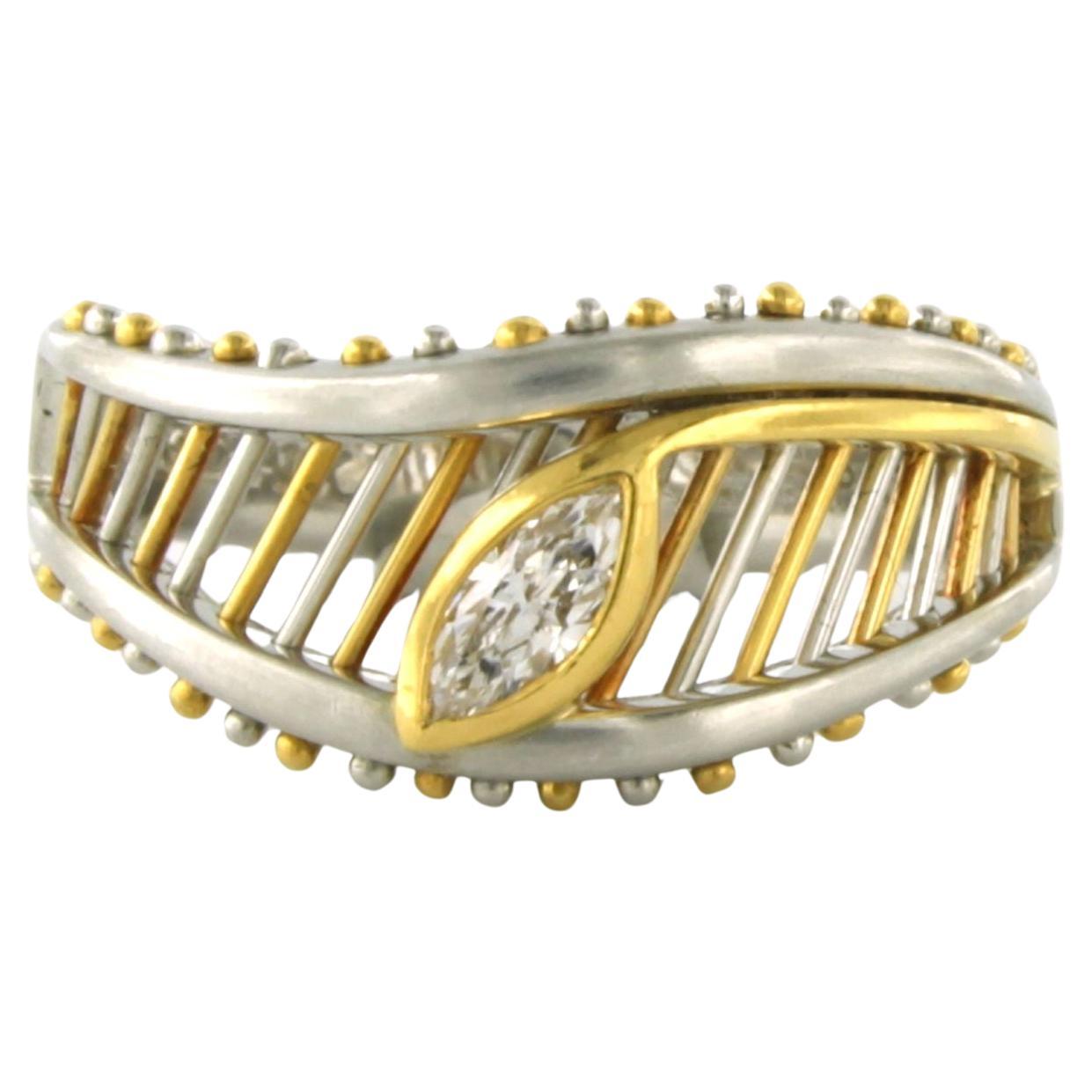 Ring with diamond platinum and 18k yellow gold
