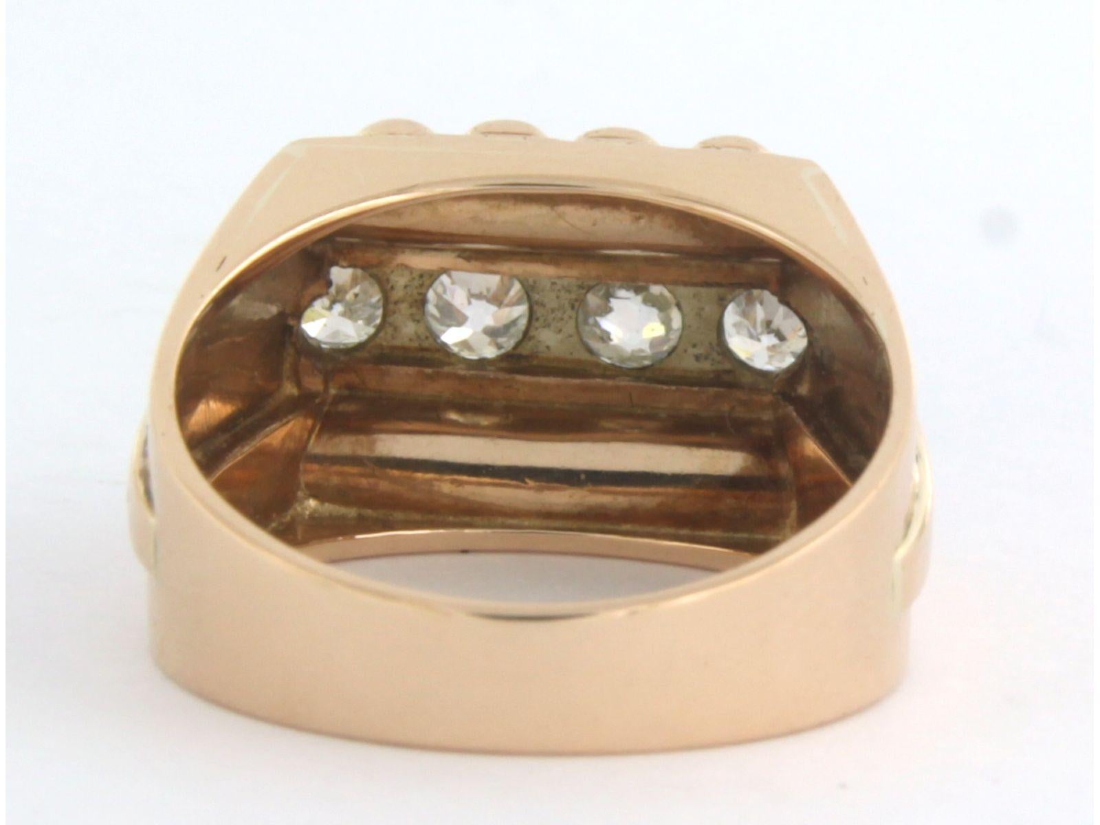 Retro Ring with diamonds 14k bicolour gold For Sale