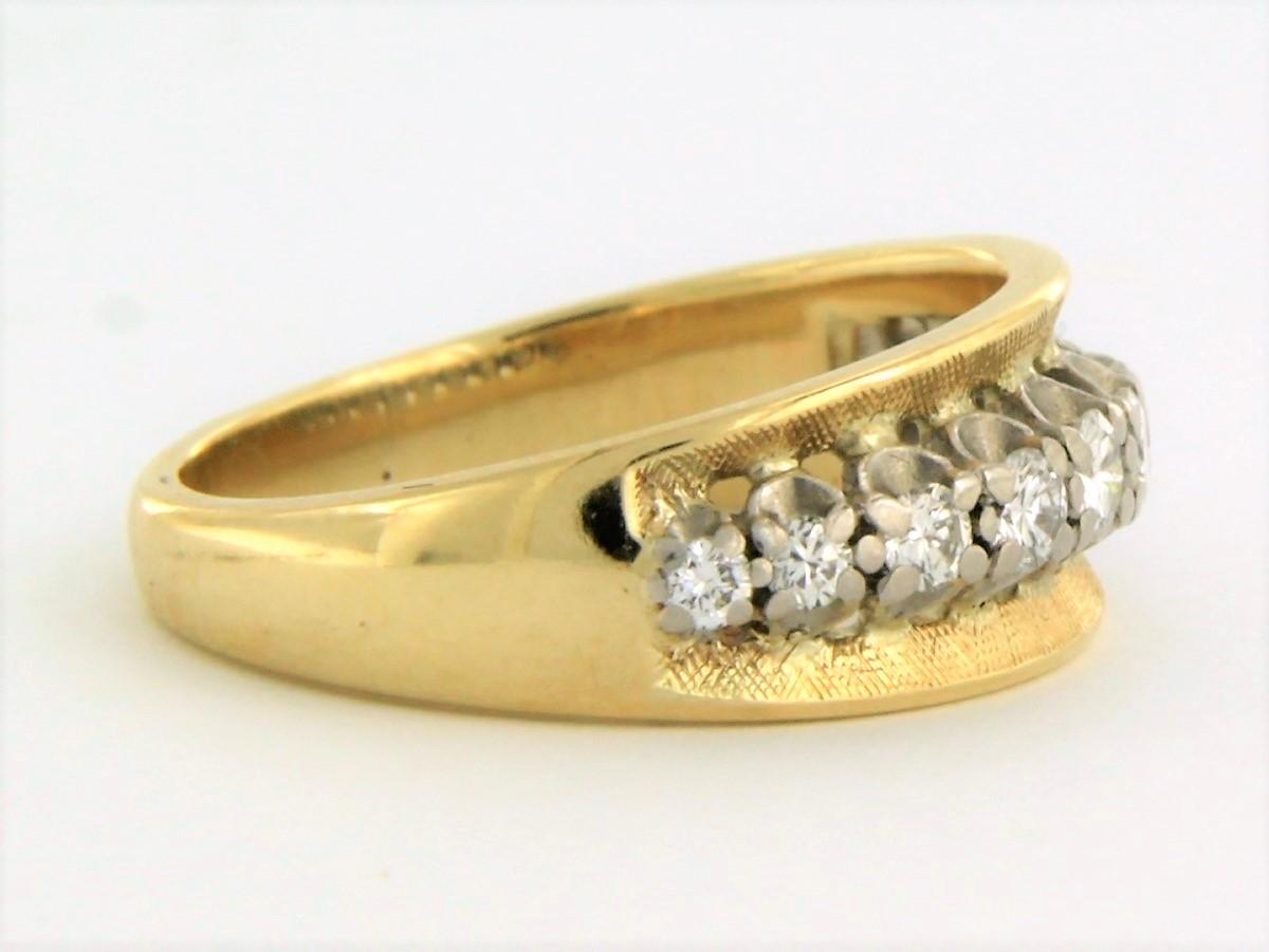 Modern Ring with diamonds 14k bicolour gold For Sale