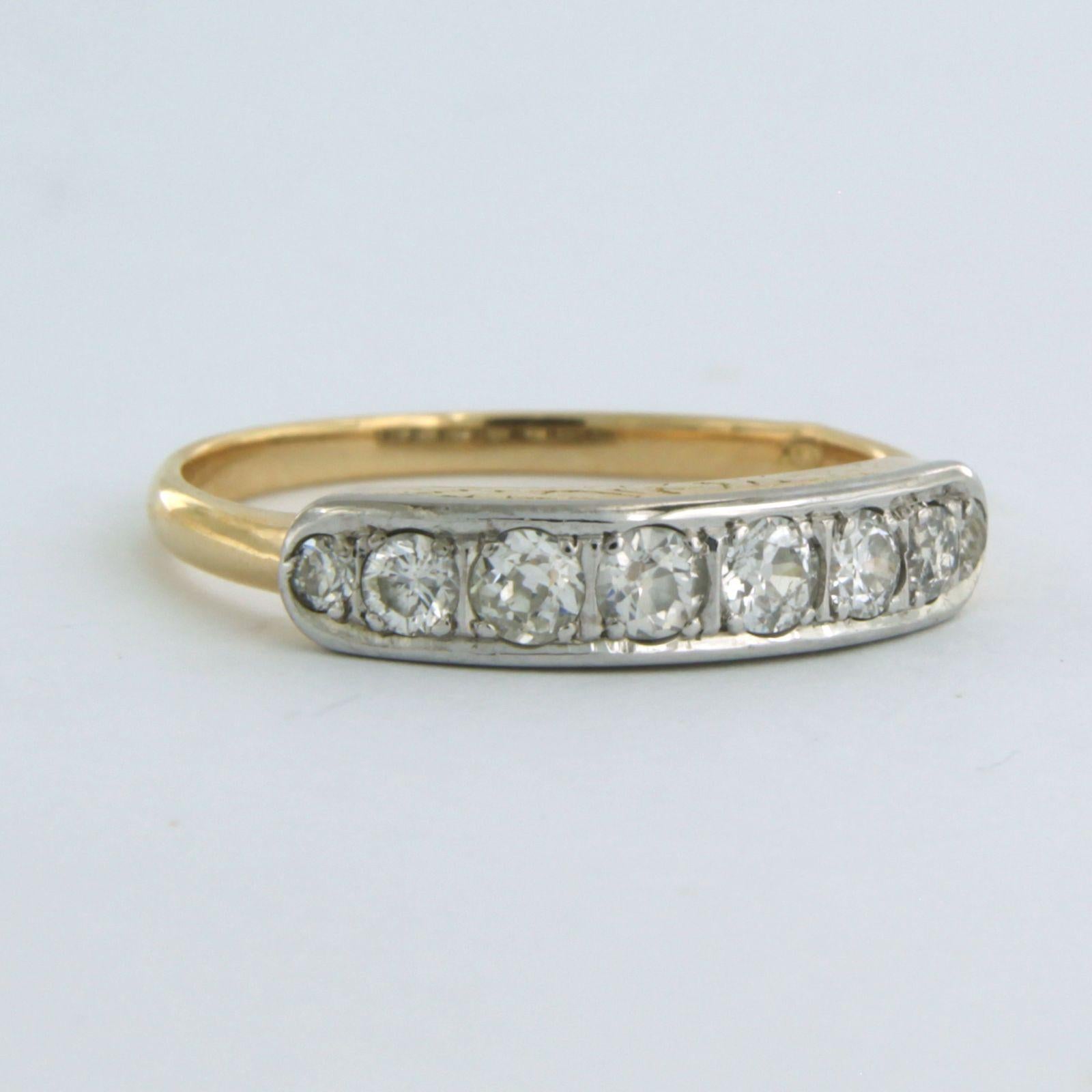 Art Nouveau Ring with diamonds 14k bicolour gold For Sale
