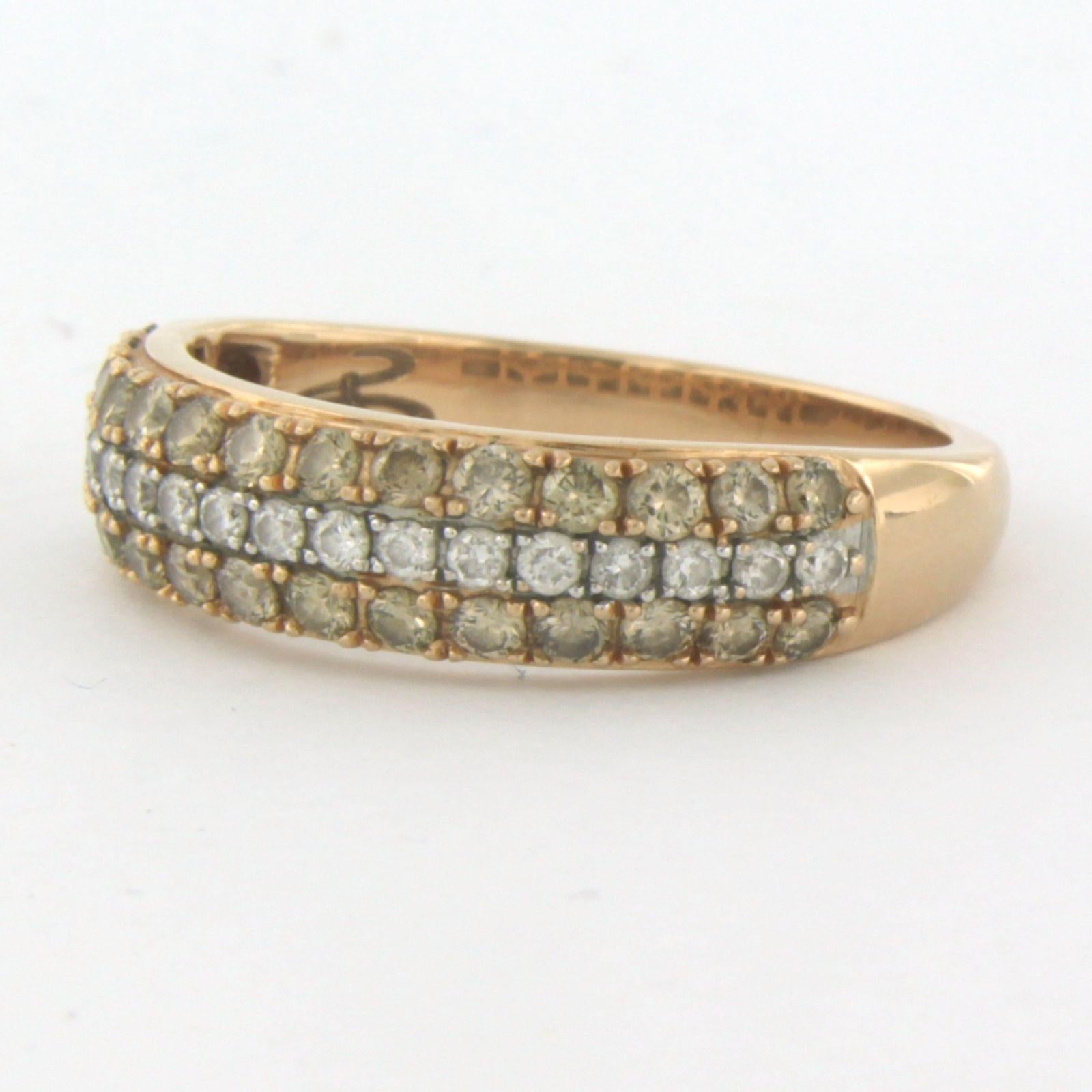Brilliant Cut Ring with diamonds 14k bicolour gold For Sale