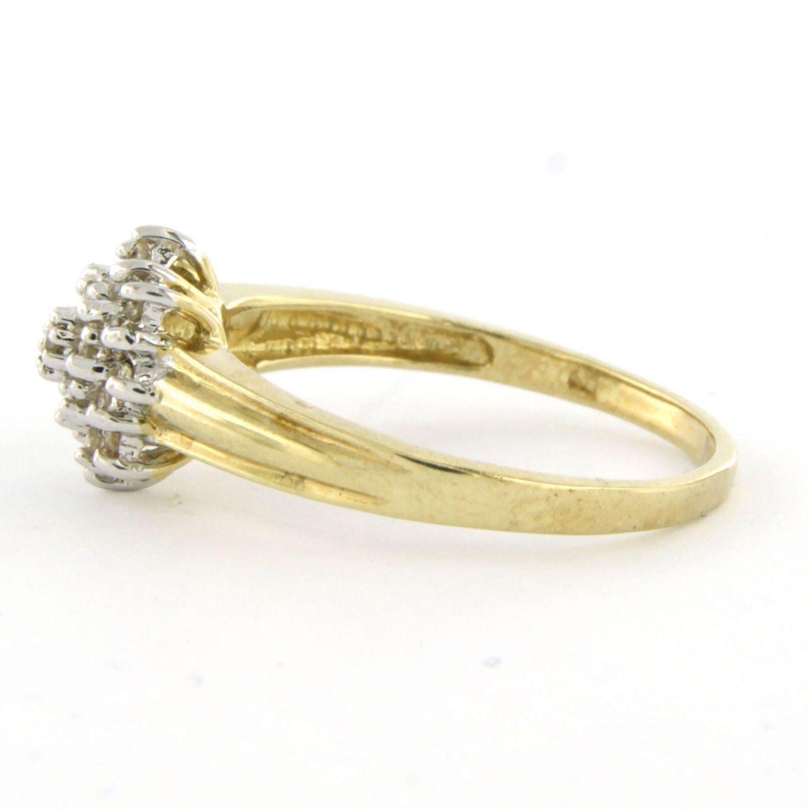 Ring with diamonds 14k bicolour gold In New Condition For Sale In The Hague, ZH