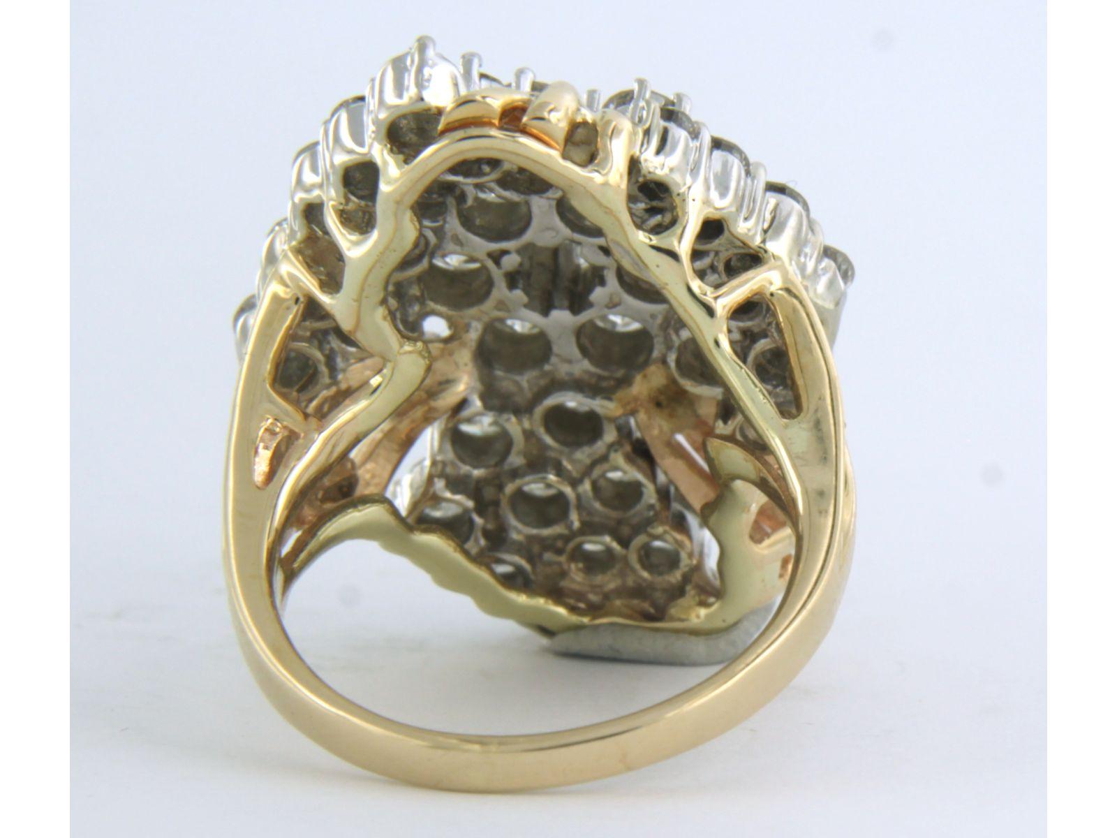 Ring with diamonds 14k bicolour gold In Good Condition For Sale In The Hague, ZH