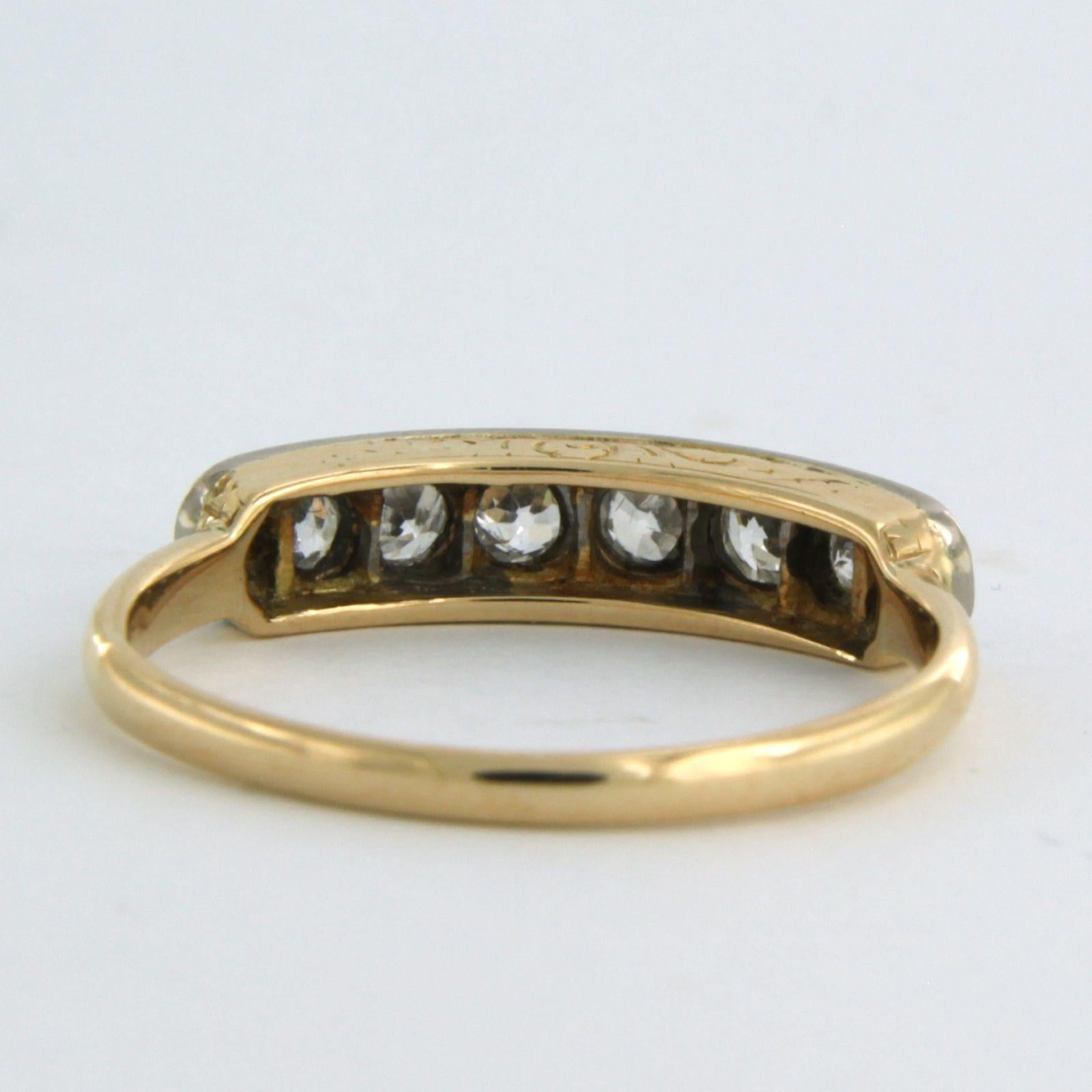 Bague en or bicolore 14 carats avec diamants Bon état - En vente à The Hague, ZH