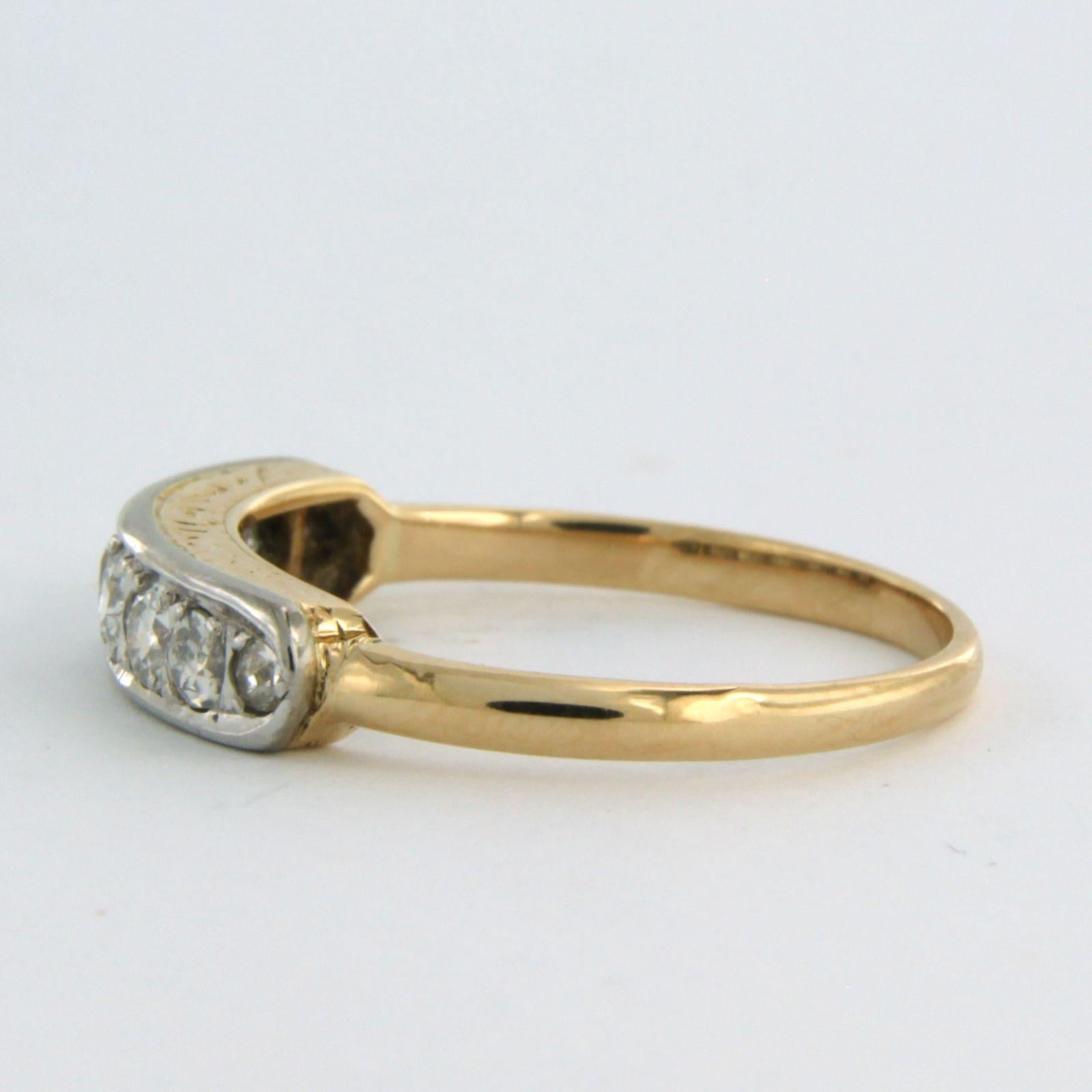 Bague en or bicolore 14 carats avec diamants Pour femmes en vente