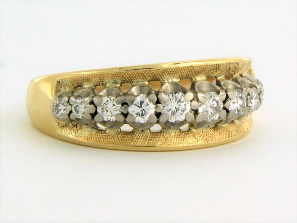 Ring with diamonds 14k bicolour gold For Sale 1