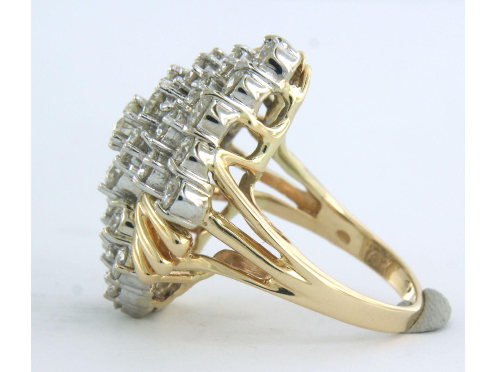 Ring with diamonds 14k bicolour gold For Sale 1