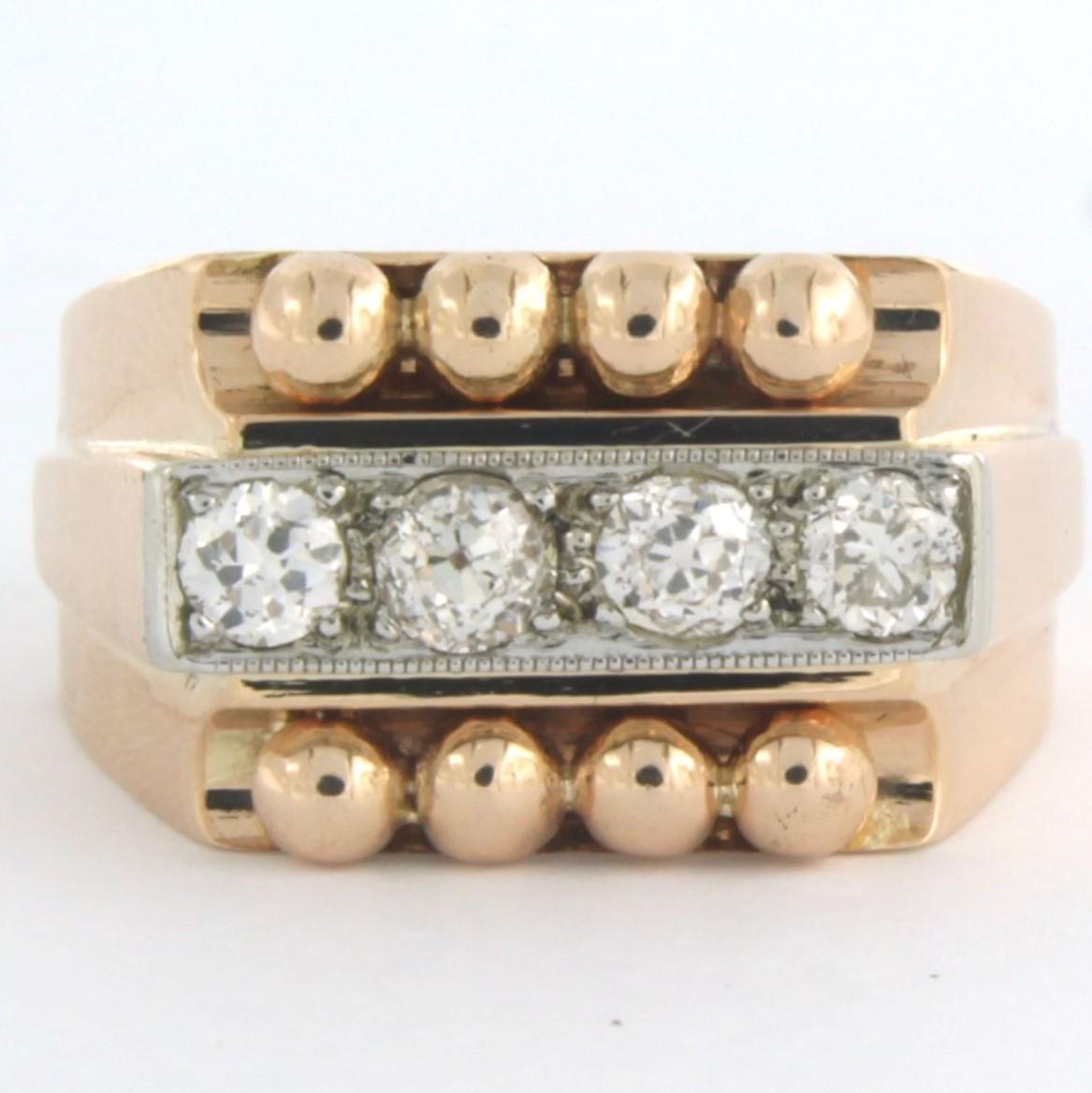Ring with diamonds 14k bicolour gold For Sale 2
