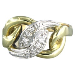 Ring with diamonds 14k bicolour gold