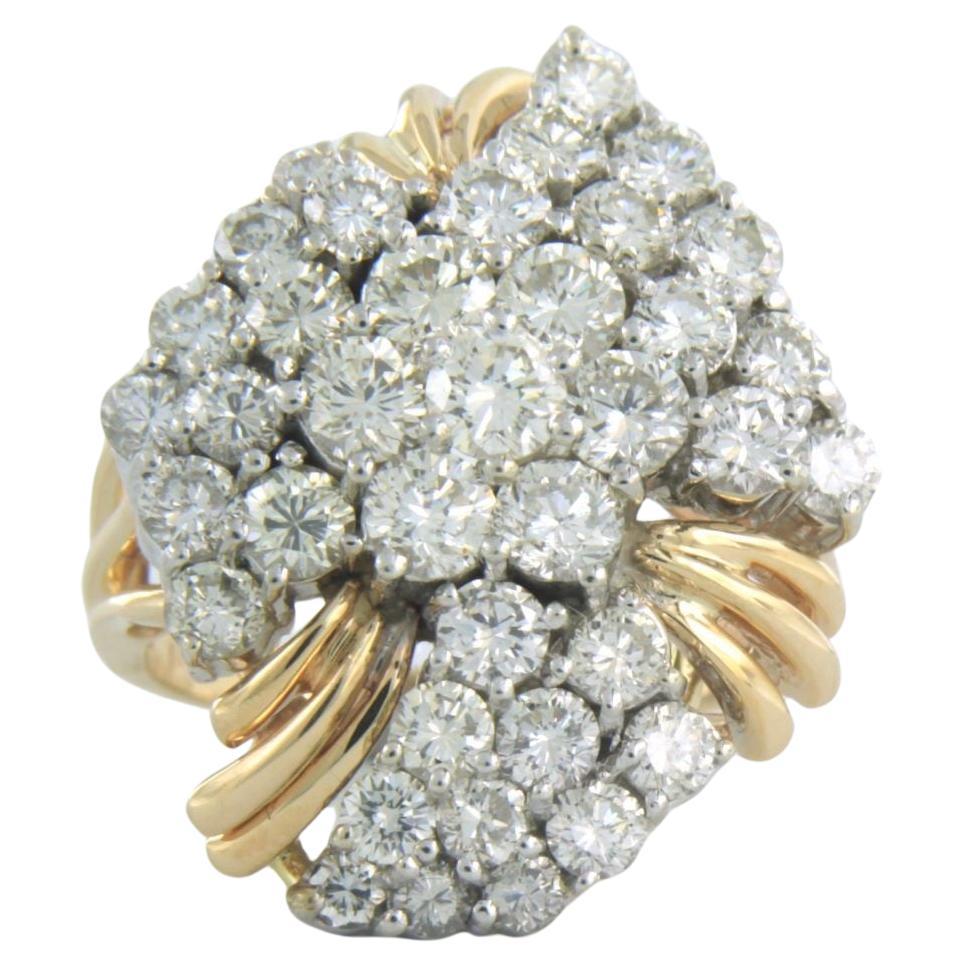 Ring with diamonds 14k bicolour gold For Sale