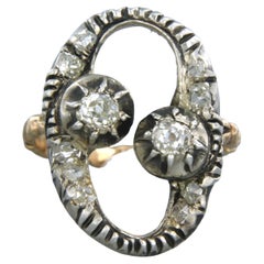Ring with diamonds 14k gold and 835 silver