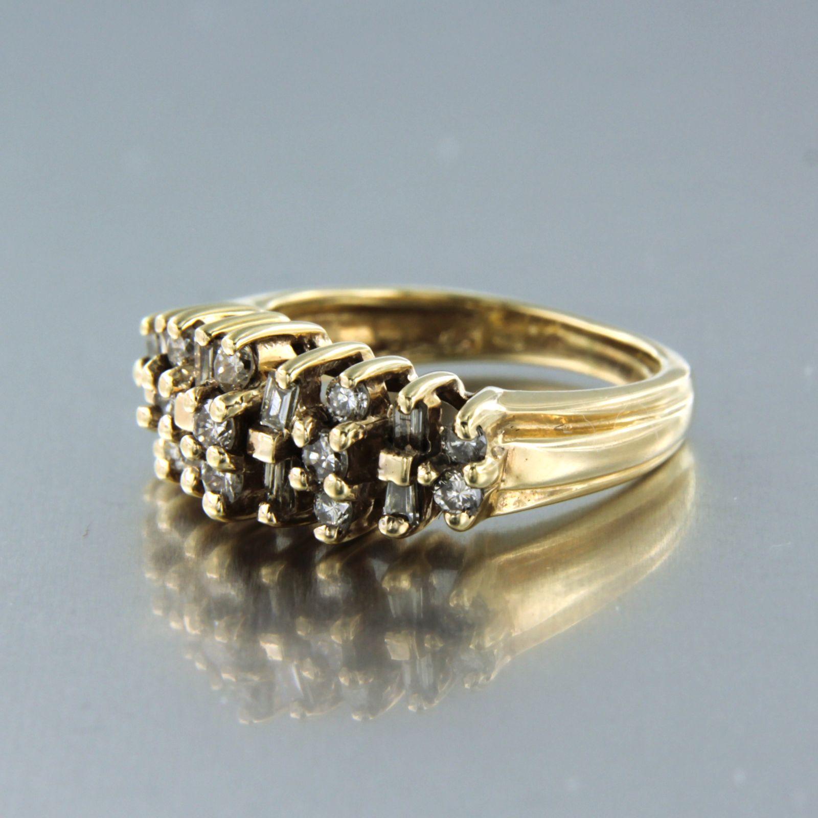 Modern Ring with diamonds 14k gold For Sale