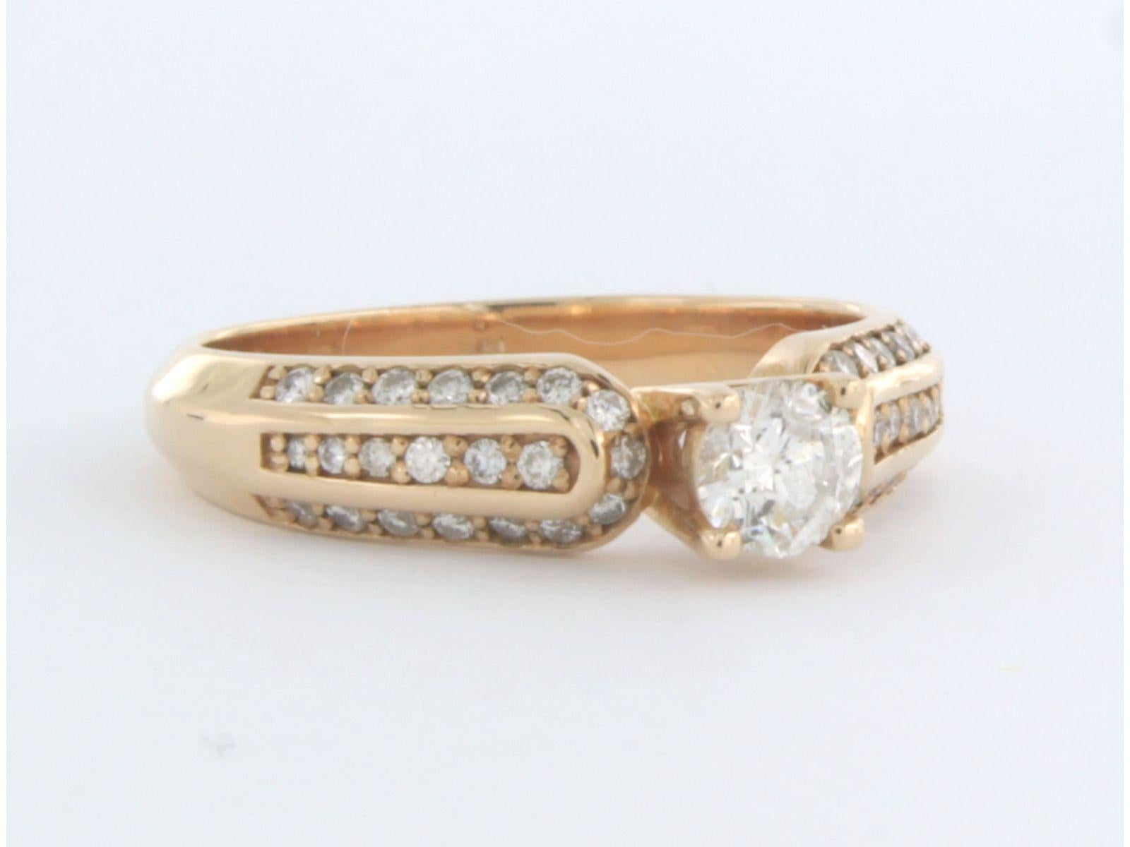 Modern Ring with diamonds 14k pink gold For Sale